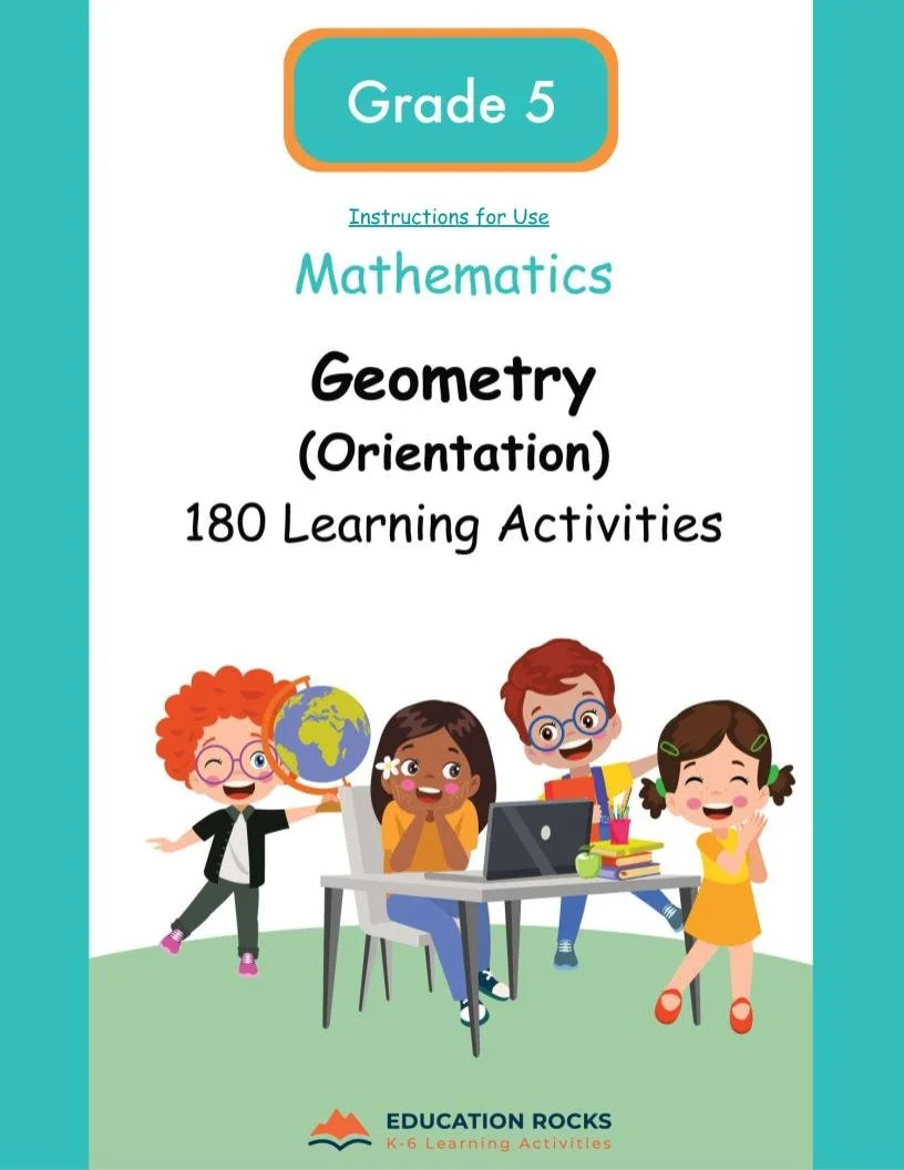 5th MATH Worksheets-Geometric Properties (orientation)-180 Activities-FREE
