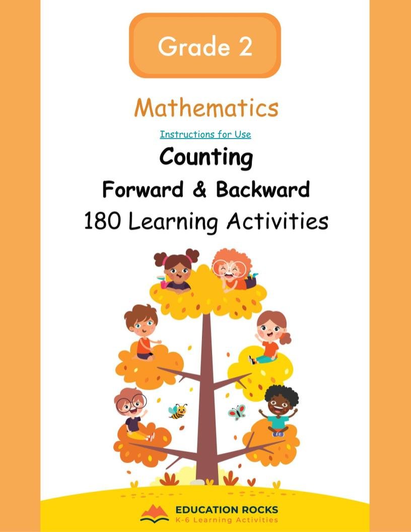 2nd Grade MATH Worksheets-Count Forward+Backcounting-180 Activities-No Prep