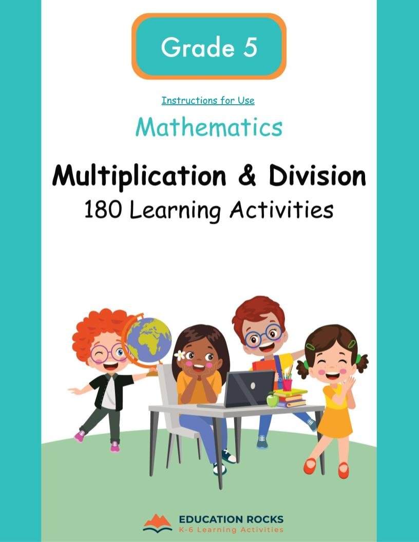5th Grade MATH Worksheets-Multiplication + Division-180 Activities-FREE.jpg