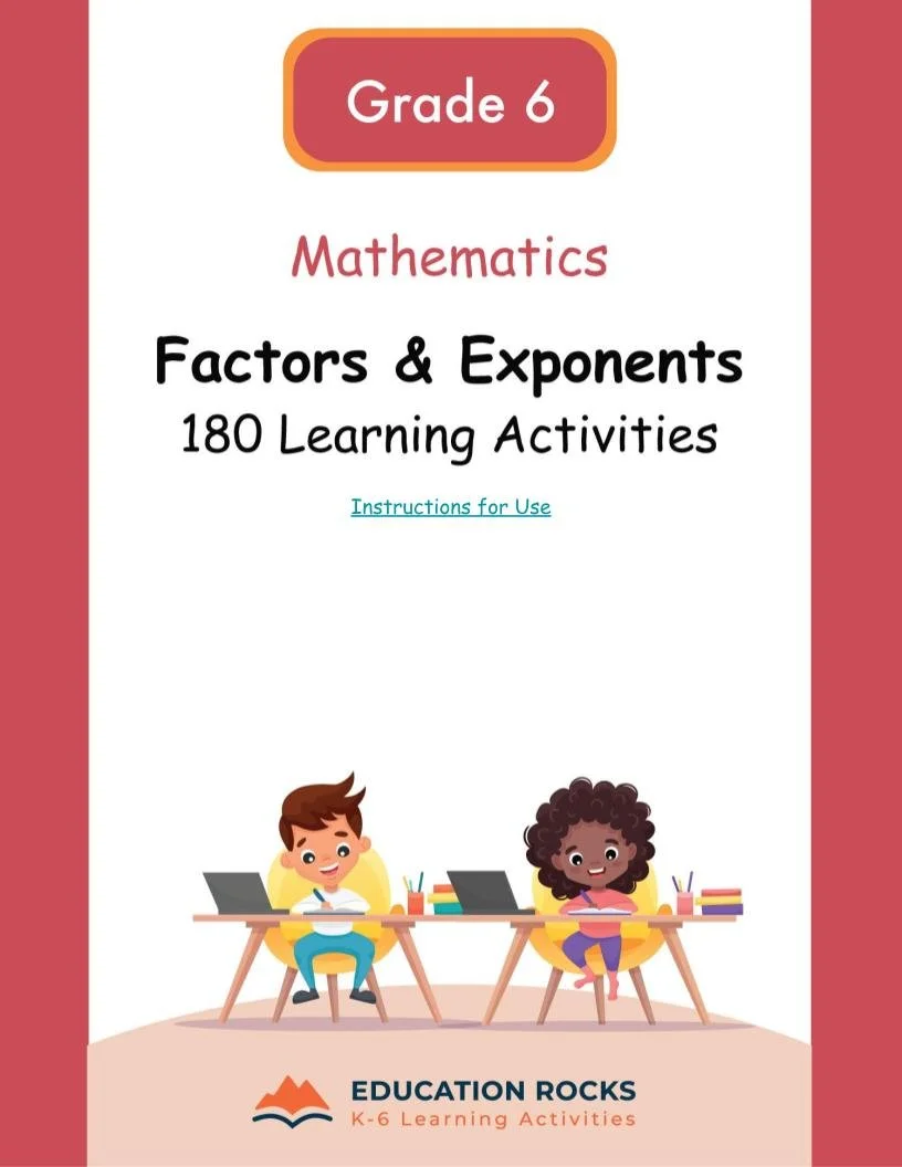 6th Grade MATH Worksheets-Exponents & Powers-180 Activities-FREE.jpg