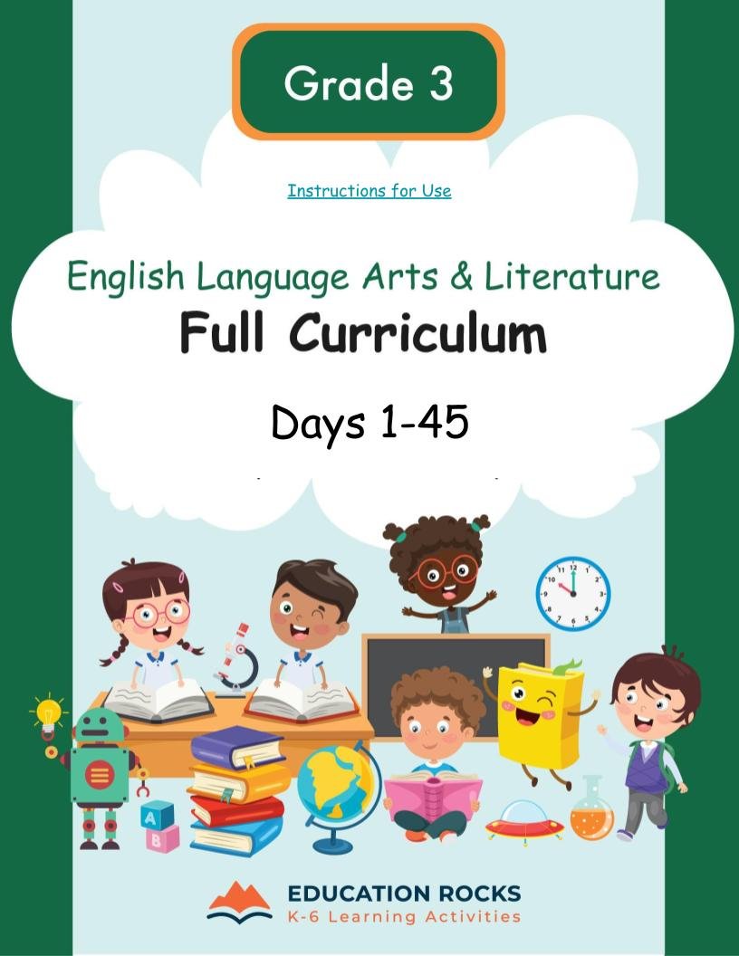 3rd Grade ELA Sep-Nov {Full Curriculum} 20+ Activities Each Day-FREE