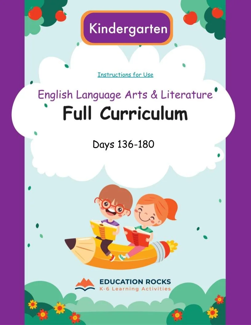Kindergarten ELA Apr-Jun {Full Curriculum} 14 Activities Each Day-FREE