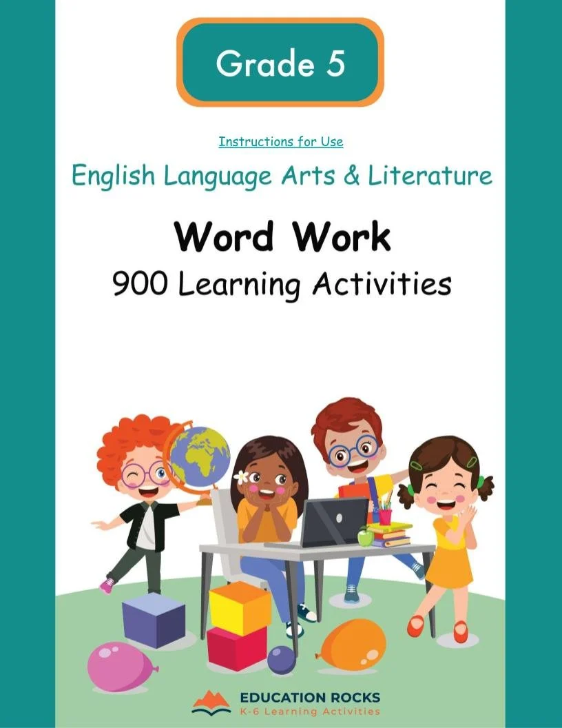 5th Grade ELA Worksheets-Vocabulary+Language-180 Learning Activities-FREE