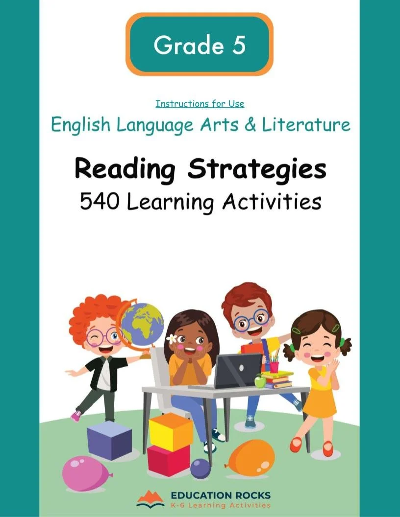 5th Grade ELA Worksheets-Reading Strategies -180 Learning Activities-FREE