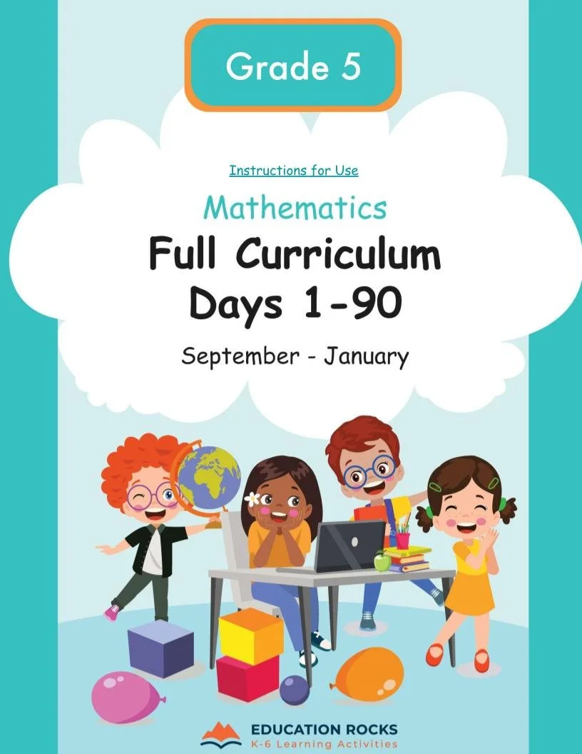 5th Grade MATH Sep-Jan {Full Curriculum} 16 Activities Each Day-FREE