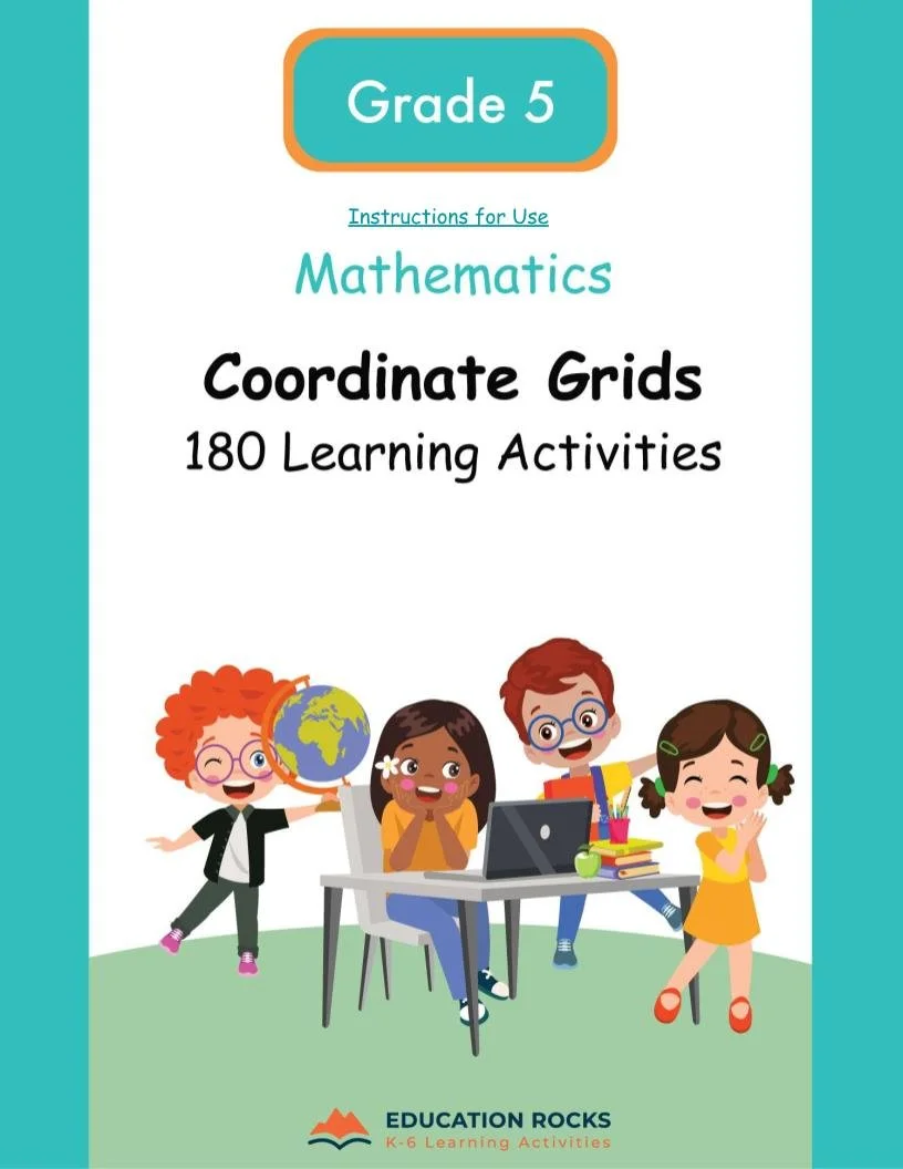 5th Grade MATH Worksheets-Coordinate Grid Printable Unit-180 Activities-FREE