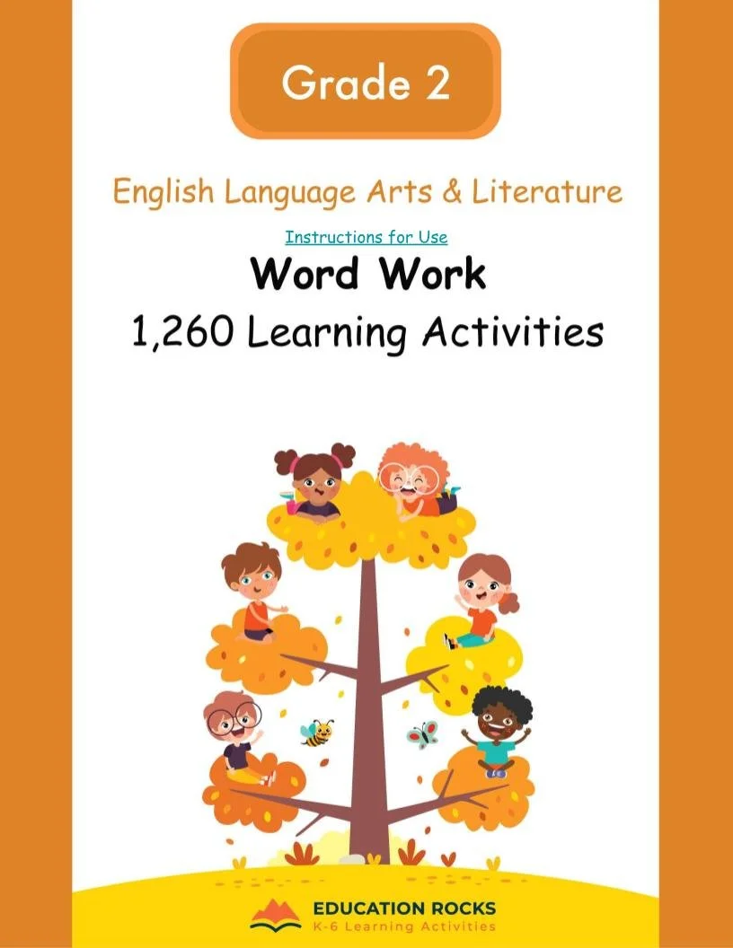 2nd Grade ELA Worksheets-Vocabulary+Language-180 Learning Activities-FREE