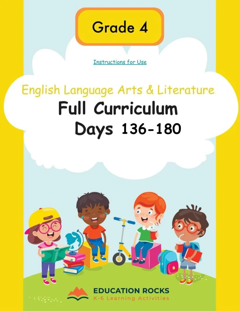 4th Grade ELA Apr-Jun {Full Curriculum} 20+ Activities Each Day-FREE
