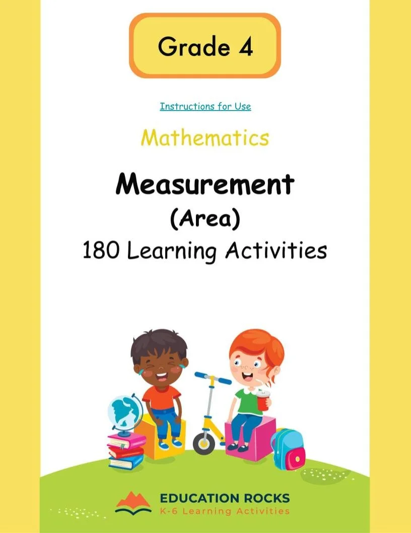 4th Grade MATH Worksheets-Units of Measure (area) Unit-180 Activities-FREE.jpg