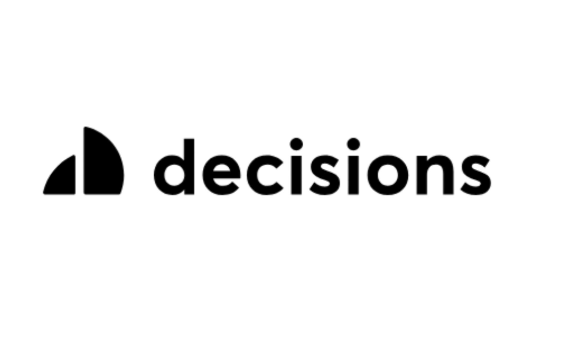 Black and white logo with a stylized sailboat icon followed by the word 'decisions' in lowercase letters.