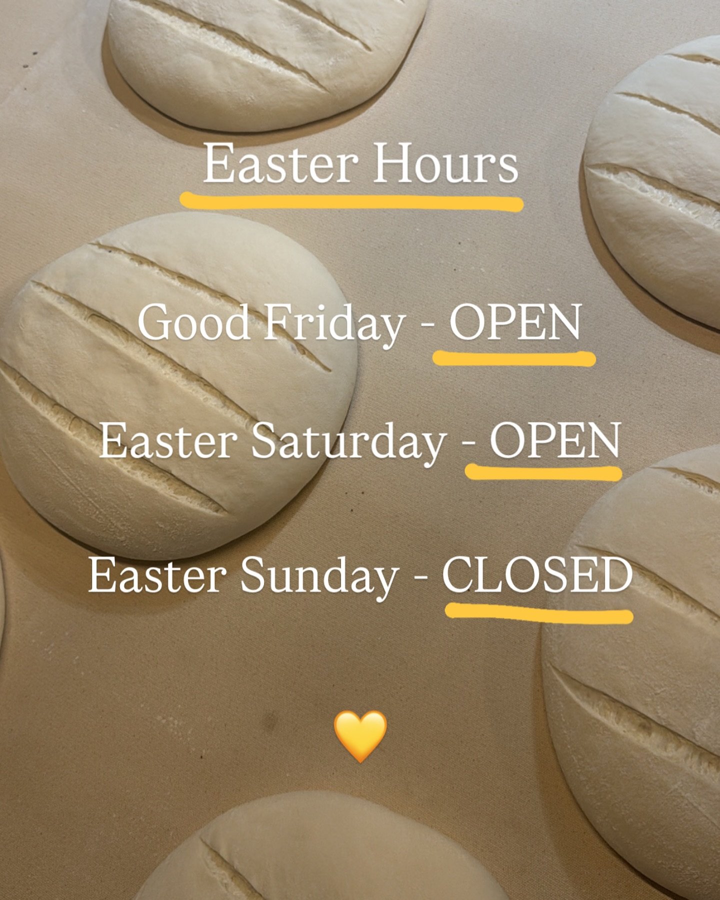 Easter Hours 💛

see you soon x