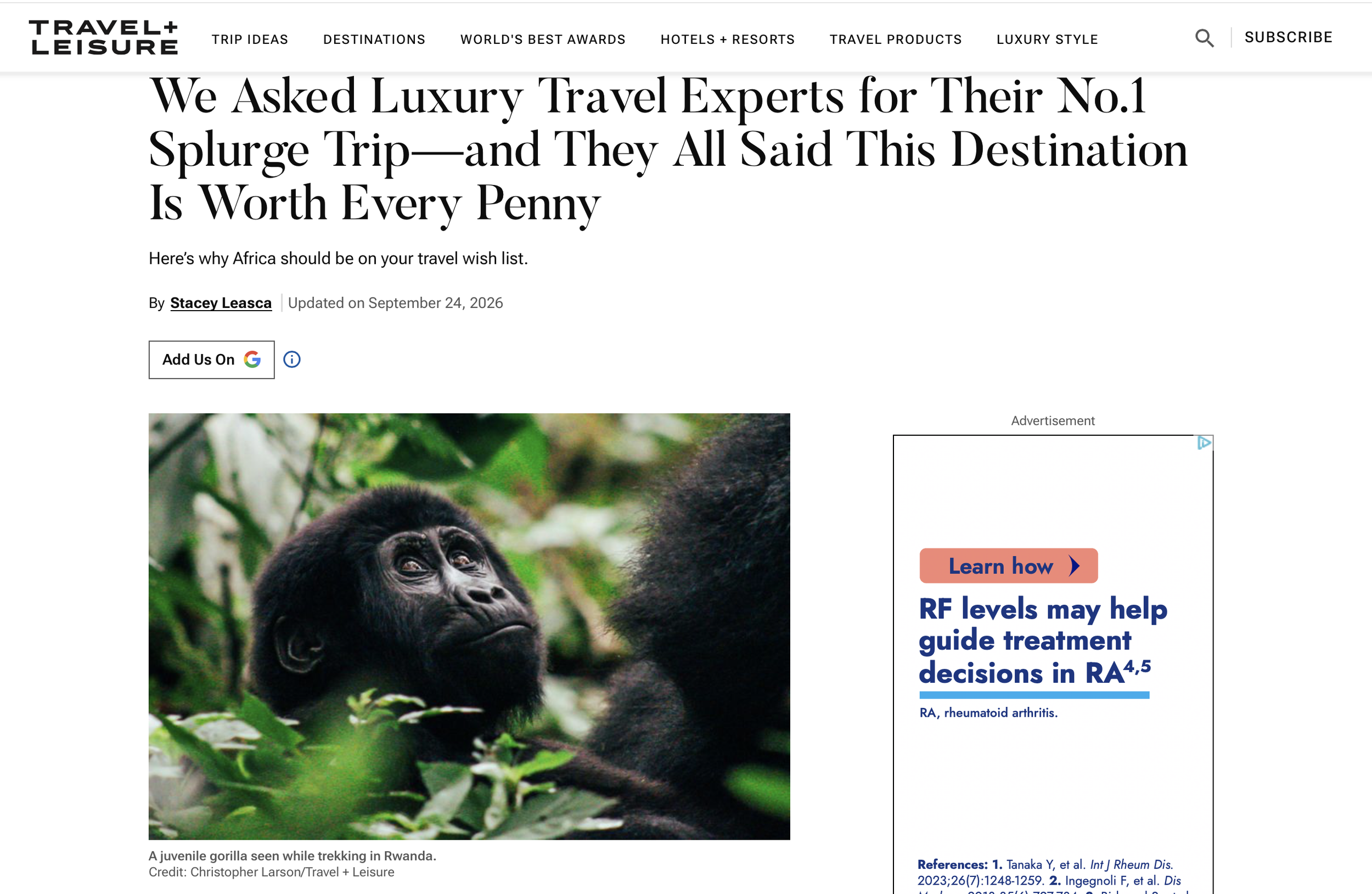 T&L Asked us what our No.1 Splurge Trip was. We had several- here is one!
