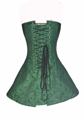 Corset Dress Green Brocade Steel Bones Corset Dress Green Brocade Steel Bones