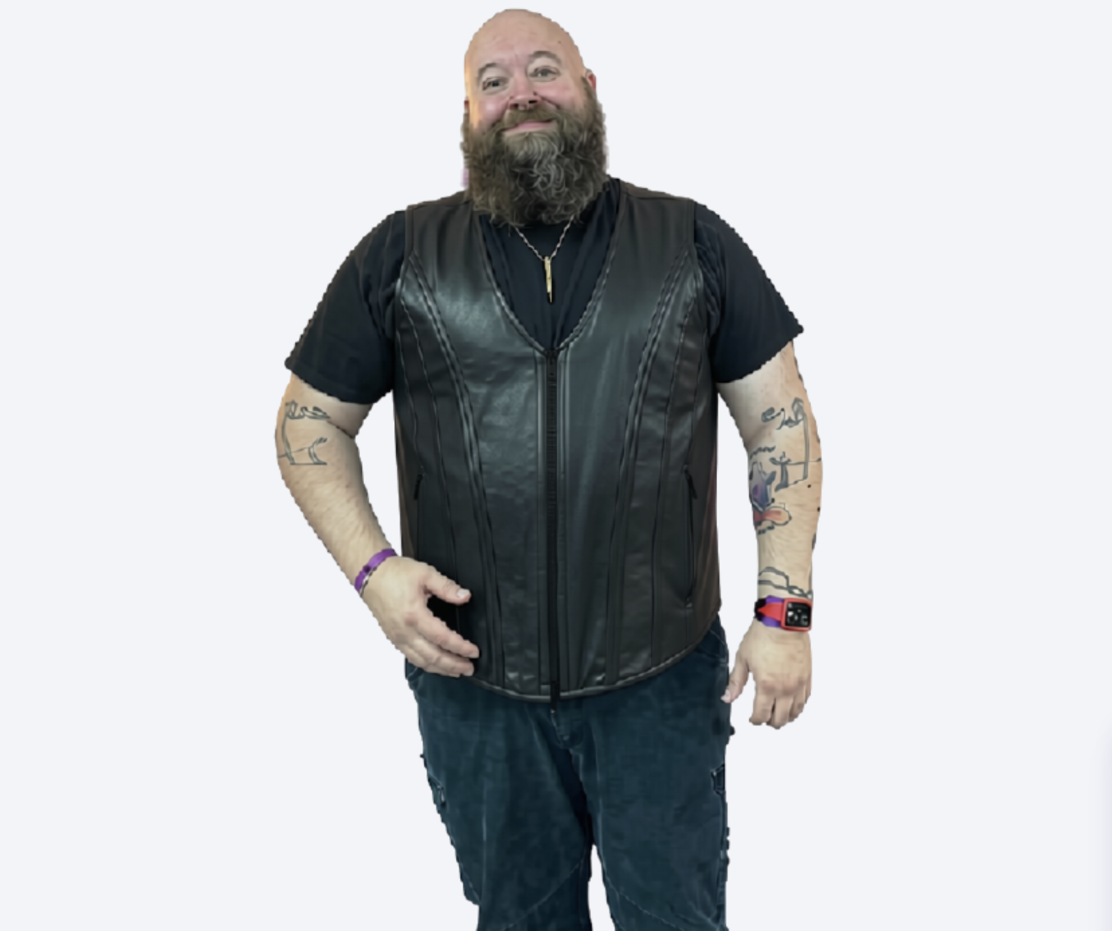 Big Guy - Men's Leather  Corset Vest with Hidden zipper