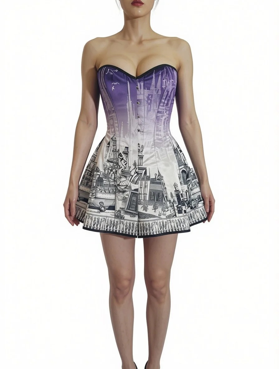 Corset Dress Purple and silver Castles