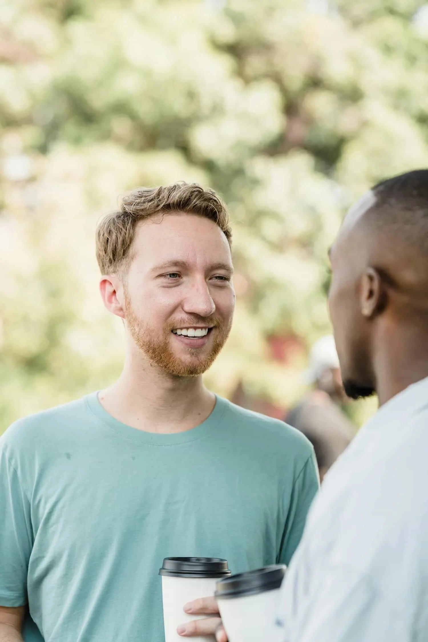 two men talking