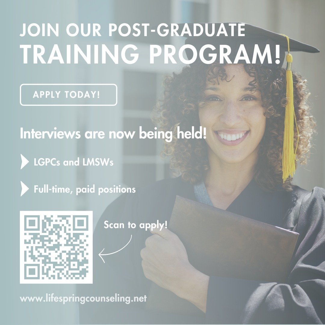 Registration for our post-graduate training program is OPEN, and interviews have started!! 🎓

If you&rsquo;re a newly licensed LGPC or LMSW who is looking to start their career on solid ground, this is a great place to start!

Learn more about our p