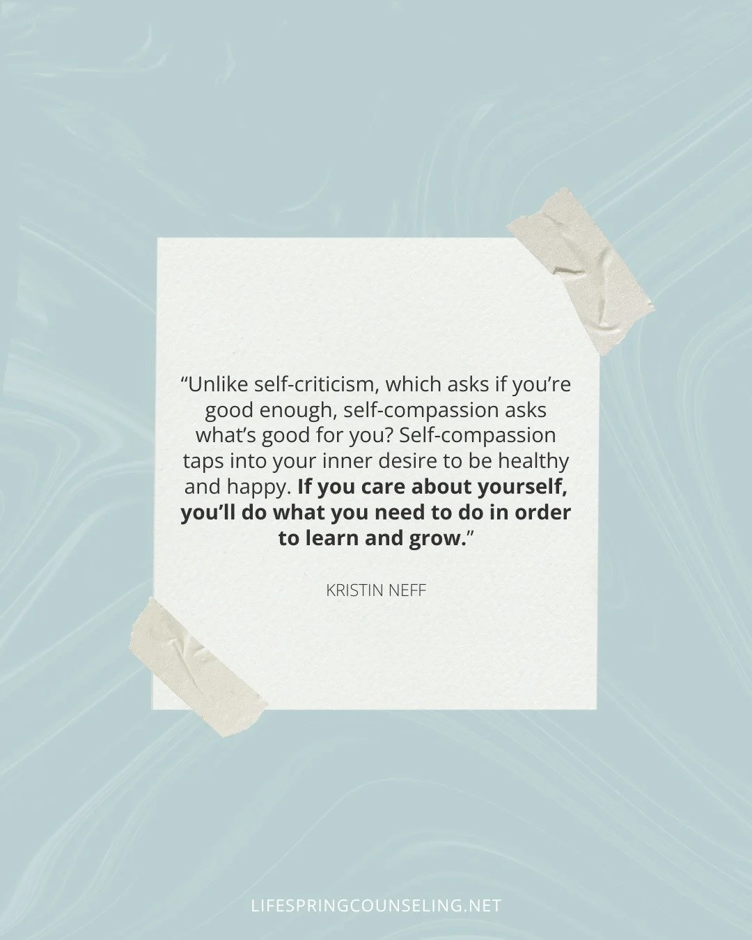 If you cared about yourself, what would you be willing to do in order to learn and grow?

.
.
#thursdaythoughts #dailythoughts #insightful #mindfulness #mindful #mindfulnessquote #kristinneff #selfcriticism #selfesteem #selfcompassion #happiness #hap
