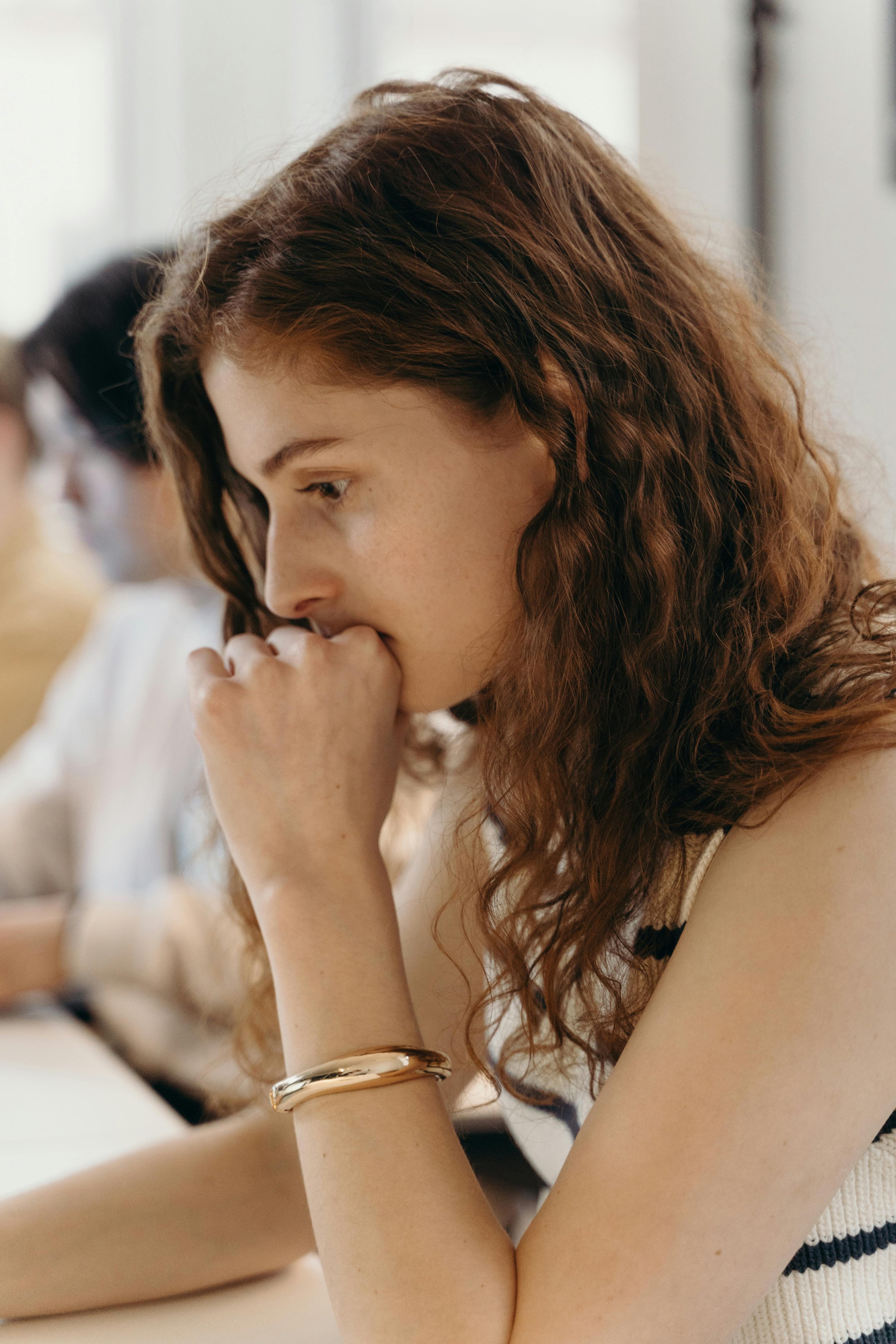 a woman looking stressed