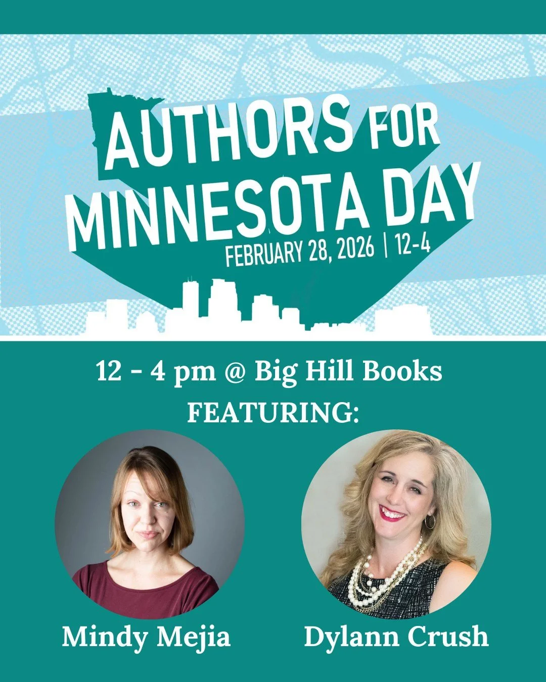Join us on Saturday! More than 50 local authors at 24 independent bookstores across the Twin Cities are raising funds through book sales for immigrants&rsquo; rights on Authors For Minnesota Day. At Big Hill Books, authors Dylann Crush and Mindy Meji