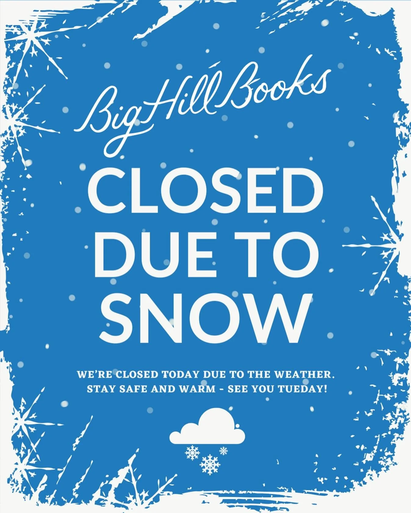 Hi friends - we&rsquo;ll be closed today due to the blizzard. Stay warm and safe, Twin Cities!