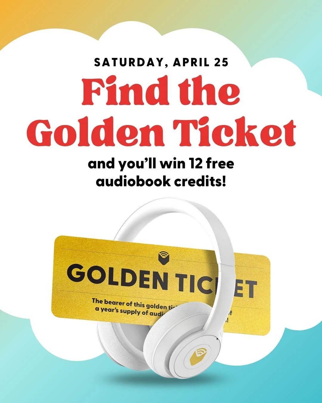 Save the date: Independent Bookstore Day is just around the corner, and we&rsquo;re celebrating with a Golden Ticket giveaway! 

Find the Golden Ticket in our store on April 25, and you&rsquo;ll win a year of audiobooks from @librofm 🎫 Head to the l