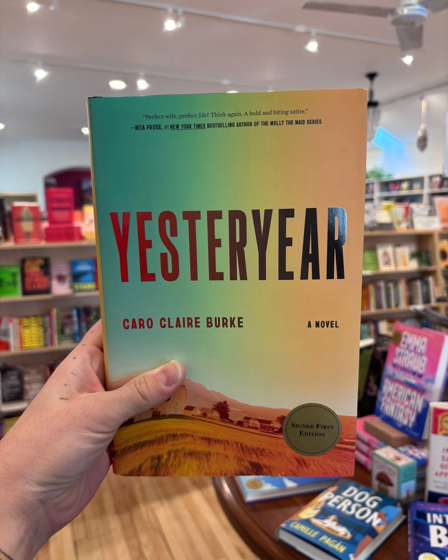 Happy #StaffPickSaturday! Shop owner Beth recently read "Yesteryear," the highly anticipated debut novel of Caro Claire Burke. Yesteryear follows a "trad wife" influencer who wakes up in the 1850s and explores themes of fame, woma