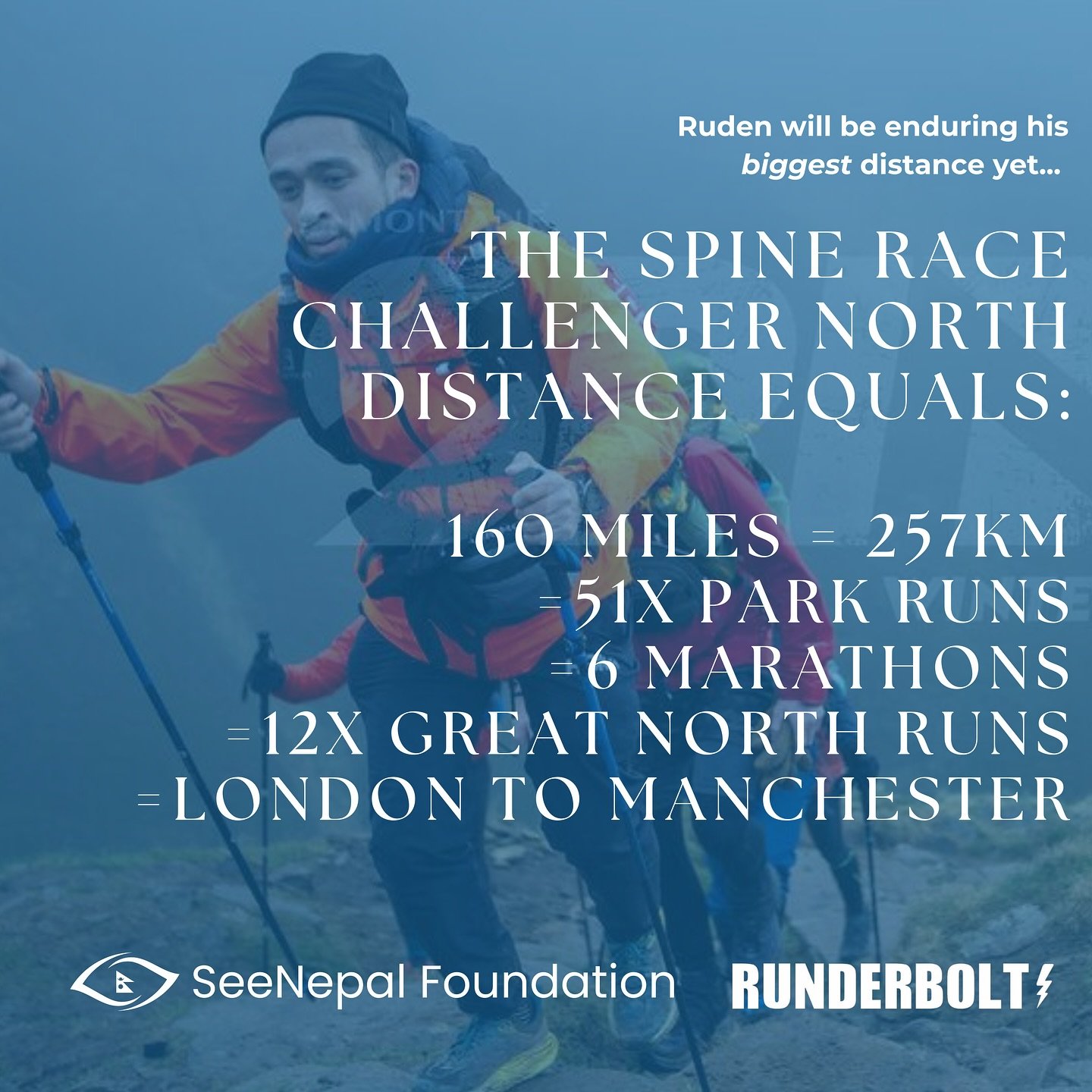 160 miles&hellip;! 😮 This January, @rudenbhutia is taking on the Spine Challenger North, one of Britain&rsquo;s most brutal endurance races, to raise funds for SeeNepal Foundation. It&rsquo;s the longest distance he&rsquo;s ever attempted, and he&rs