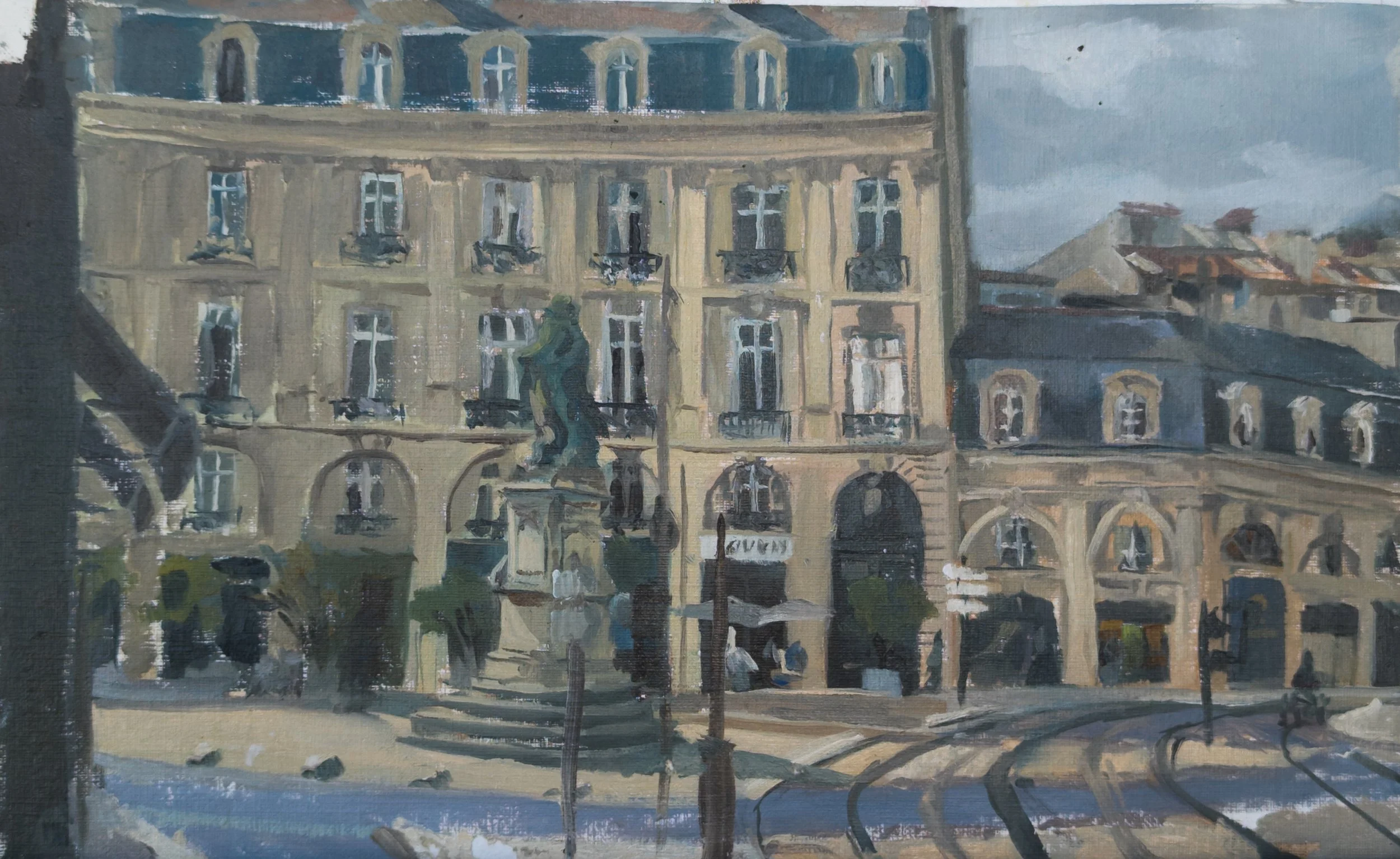 Bordeaux street - Oil on canvas paper 8"x13" - 
Available