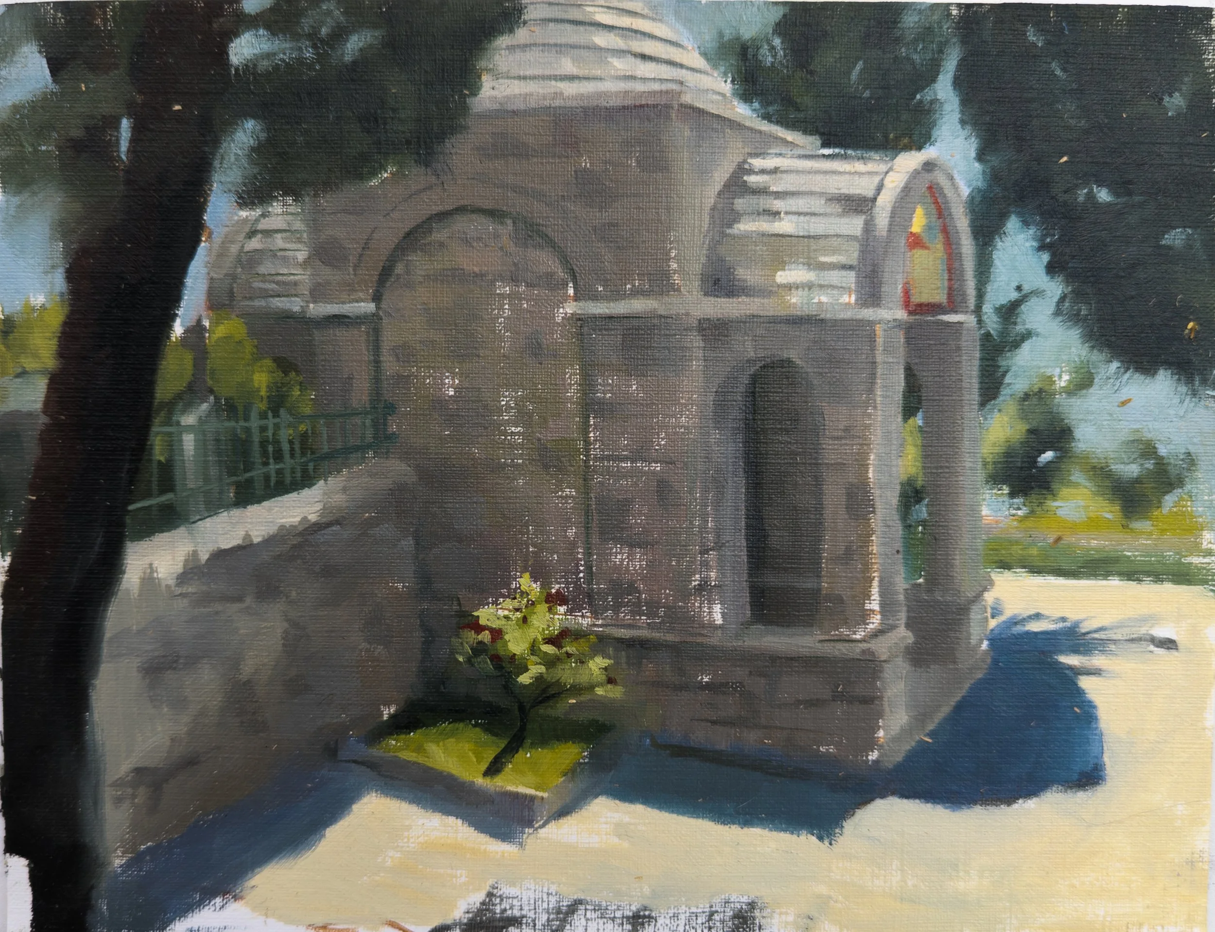 Manastir Reževići, Montenegro. 9.75x7.5" oil on canvas paper. Available