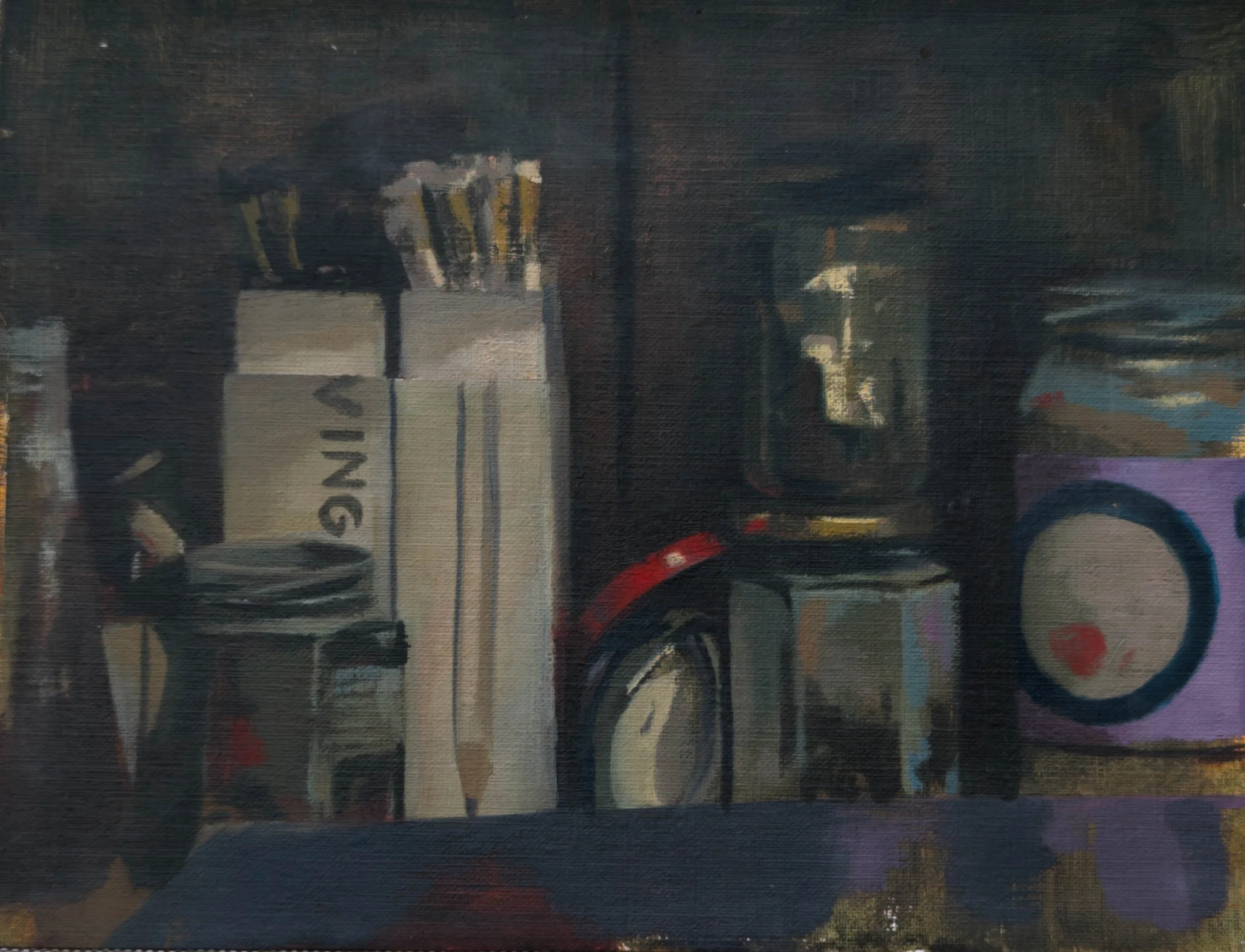 Supplies 2023, 10x7.5" oil on canvas paper