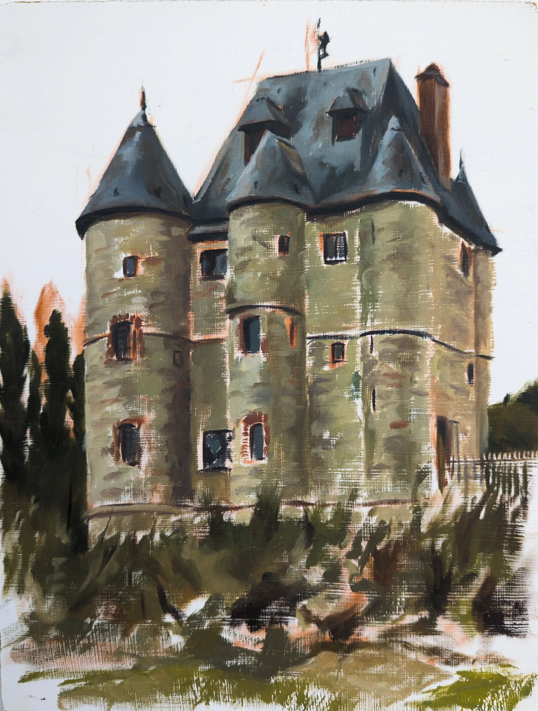 Donjon de Boeur, France. 9x12" Oil on MDF Panel
Available