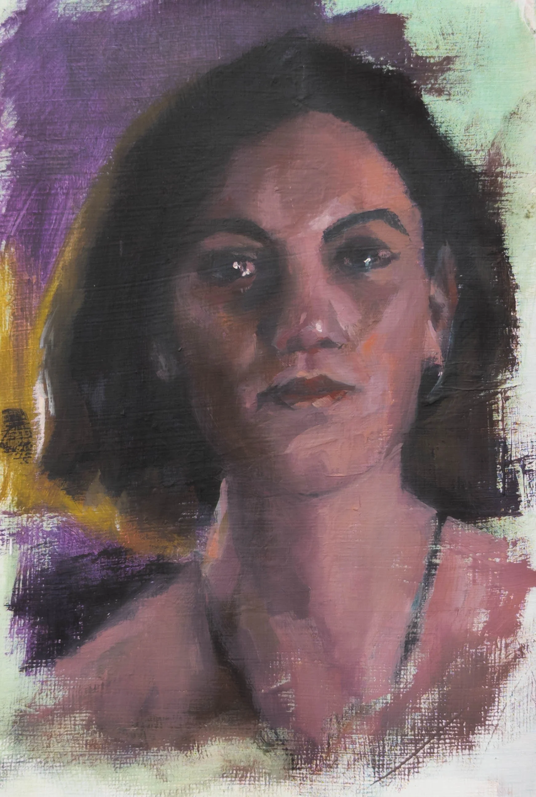 Louisa #2, 6x9" oil on offcut