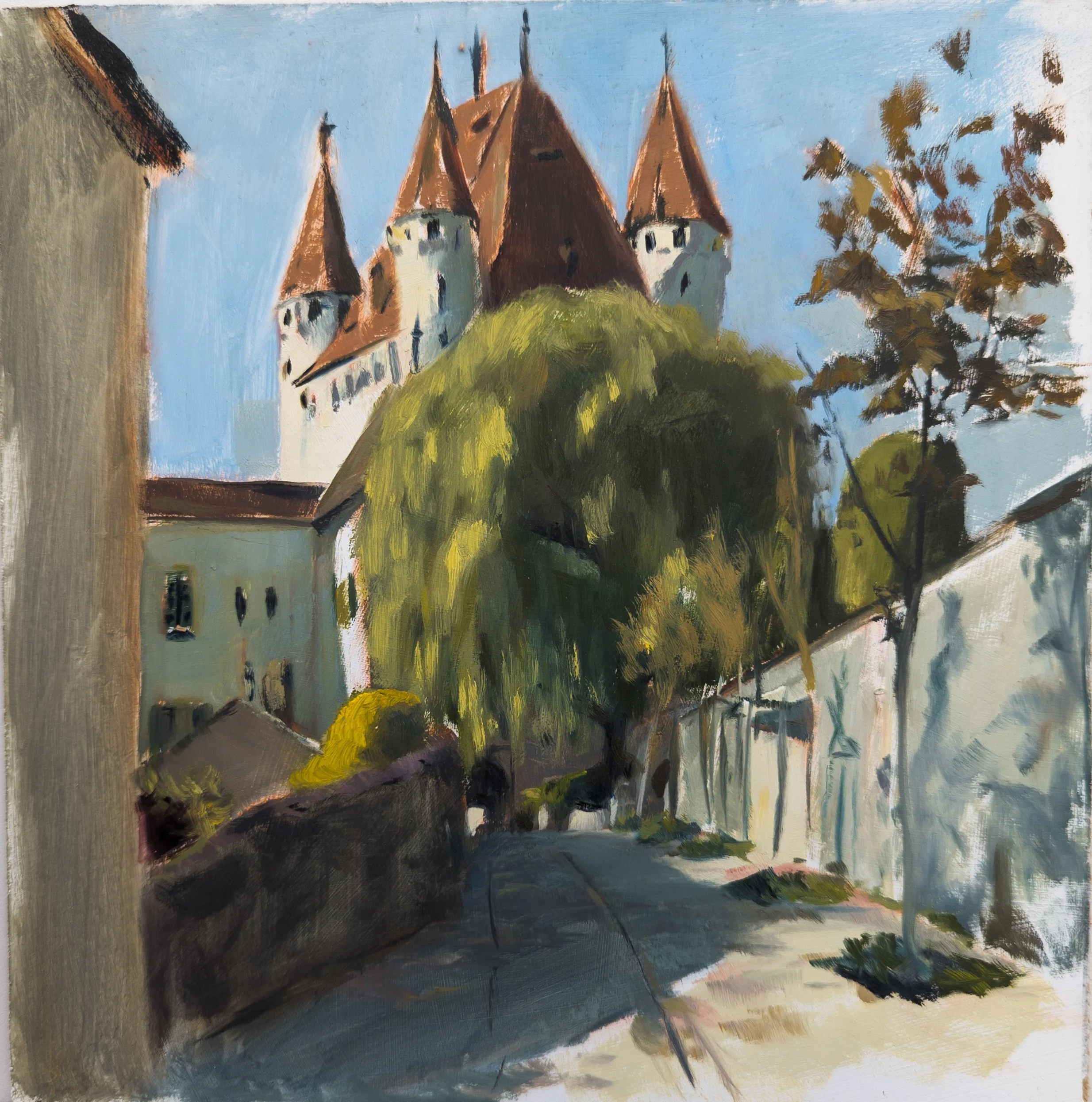 Thun, Switzerland. 8.75x9" Oil on MDF Panel
Available