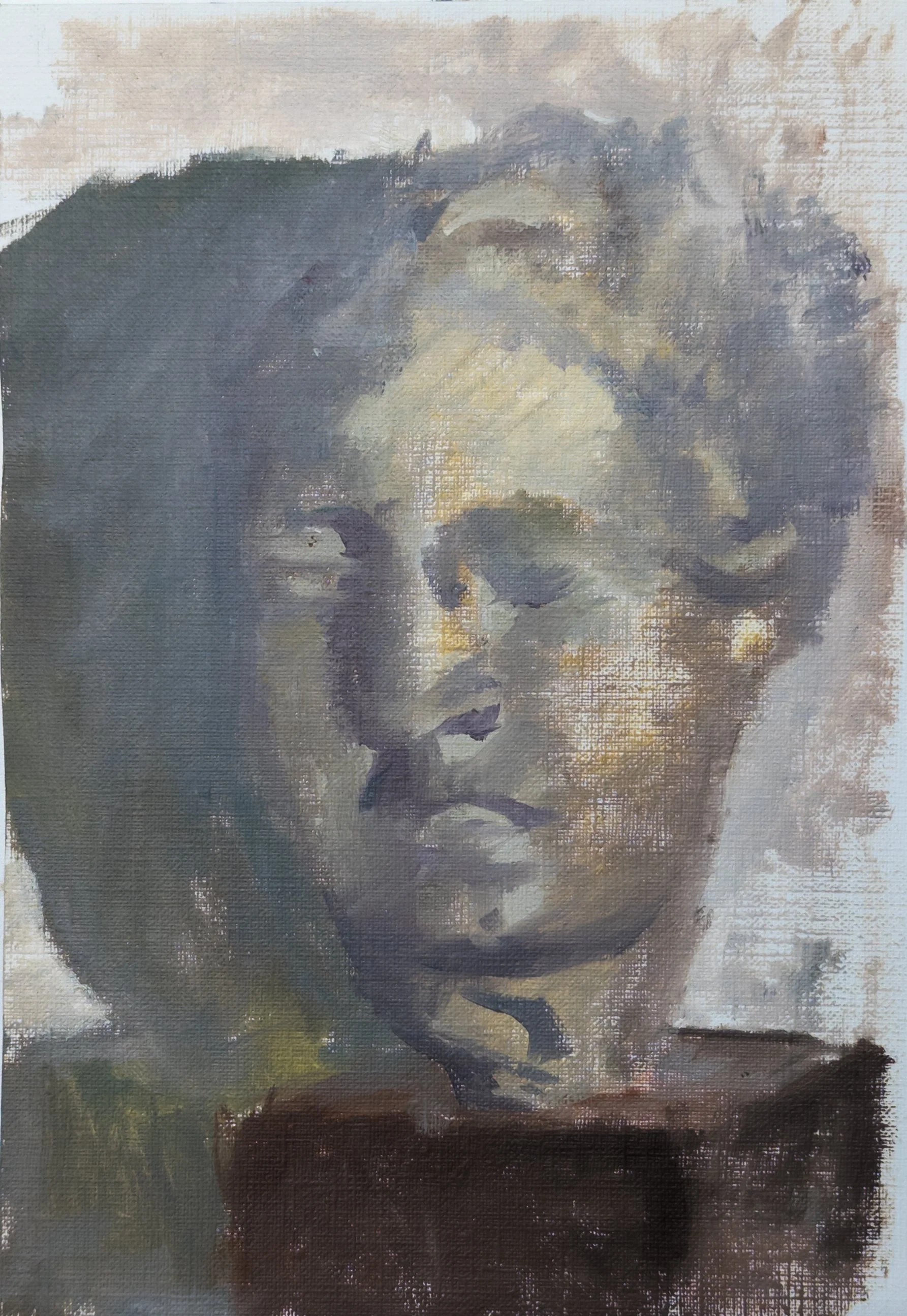Head Bust 2, Bordeaux - Oil on canvas paper 6.5"x9.5" - 
Available