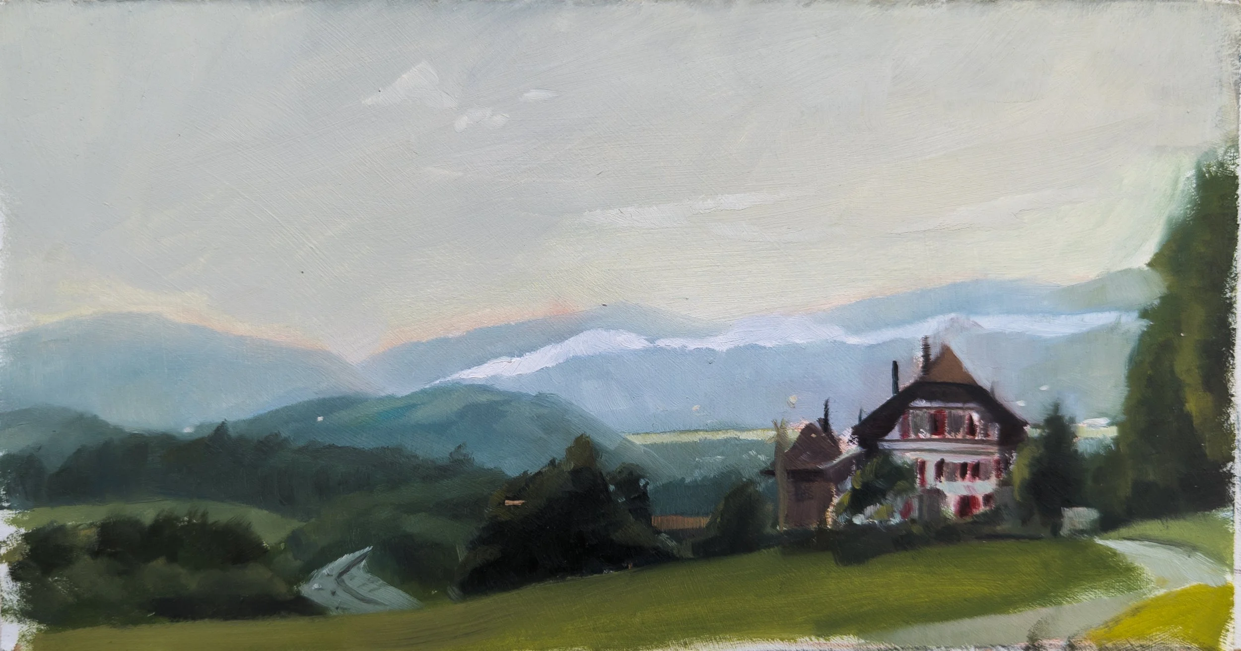 Muhleberg, Switzerland. 9x4.75" Oil on MDF Panel
Available