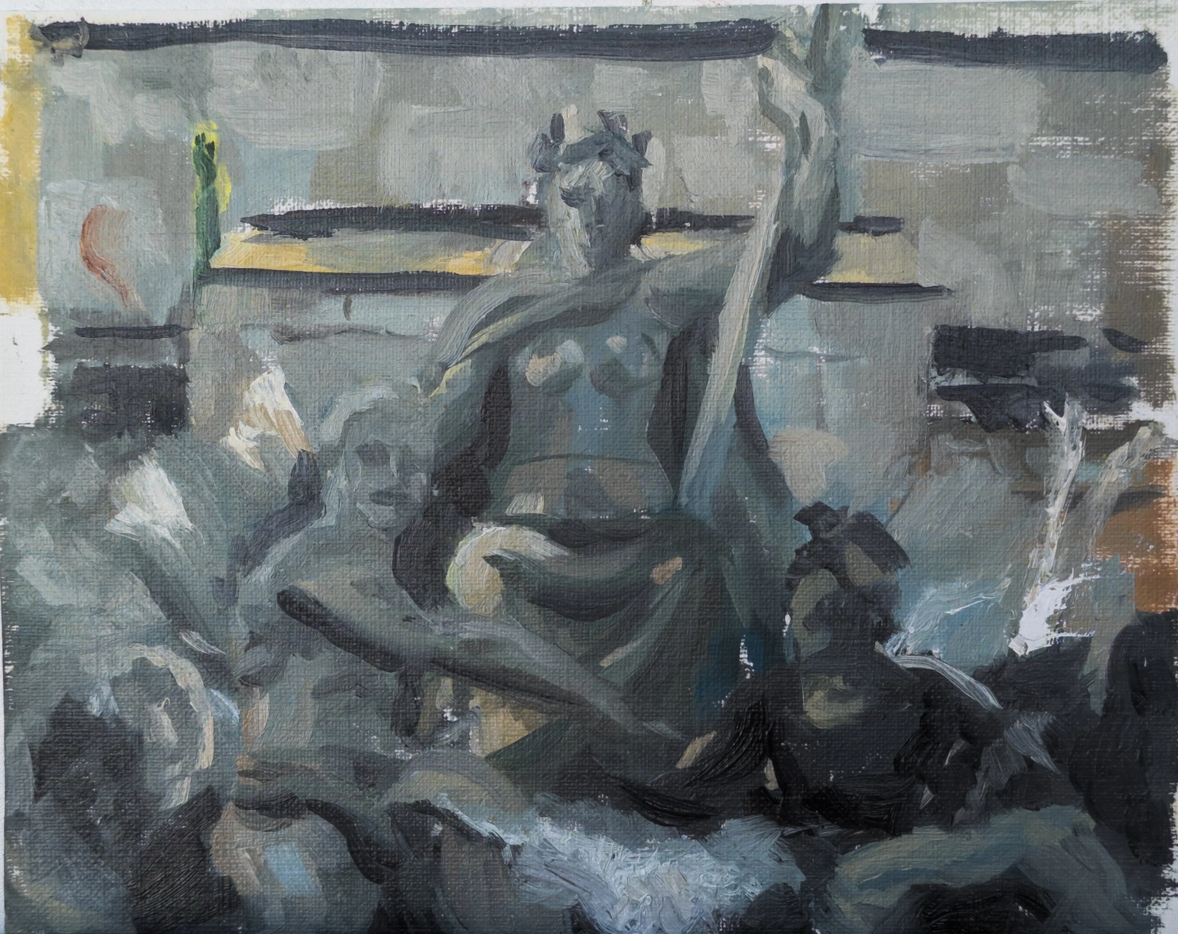 Fontaine des Girondes, Bordeaux - Oil on canvas paper 6.5"x8" - 
Available