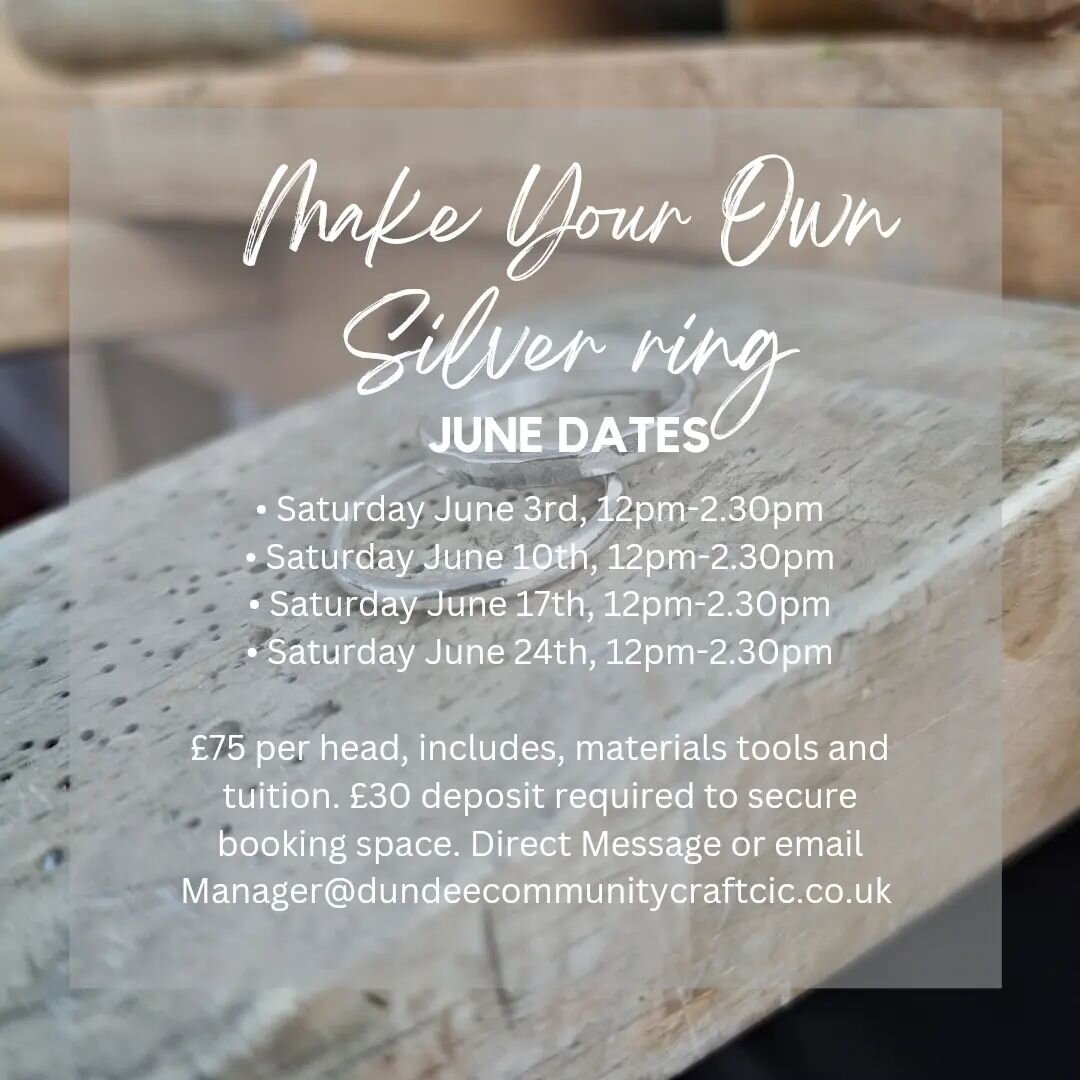 A list of dates available for making your own Silver ring in June. Direct message us here, Facebook or email to book. 🕊🤍