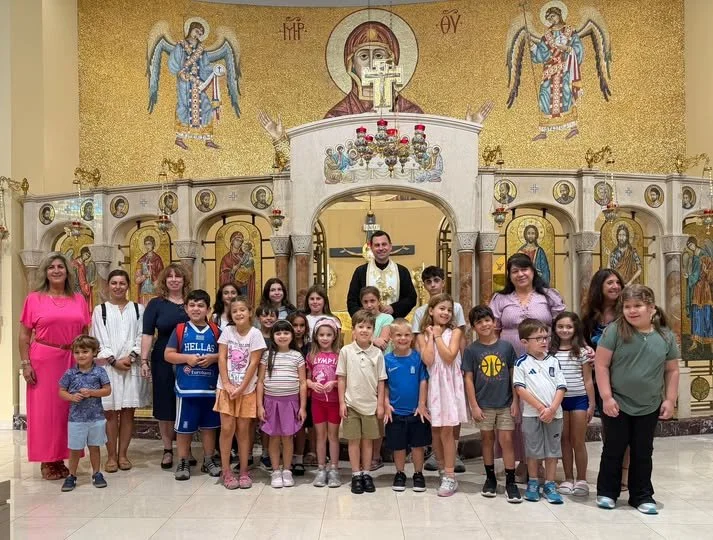 Our 2026-27 Greek School Students with Fr. Andrew