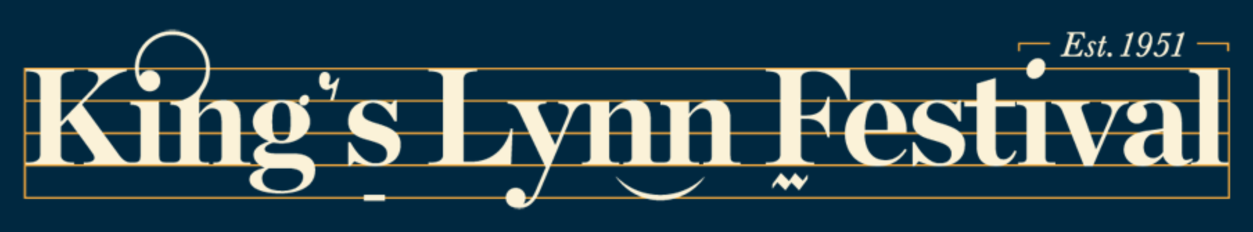 Logo for King's Lynn Festival with stylized text and decorative elements, established in 1951.