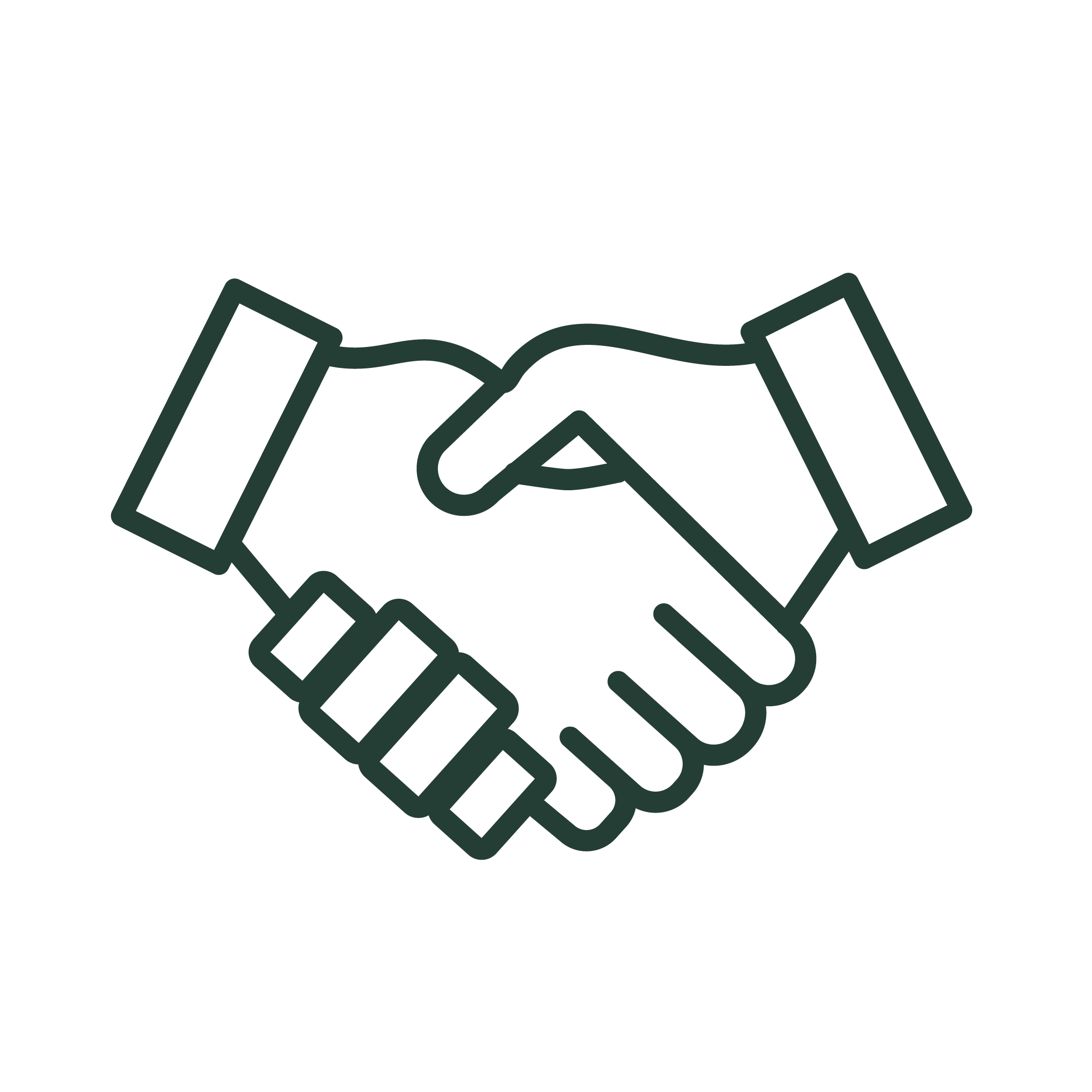 Outlined image of two hands embraced