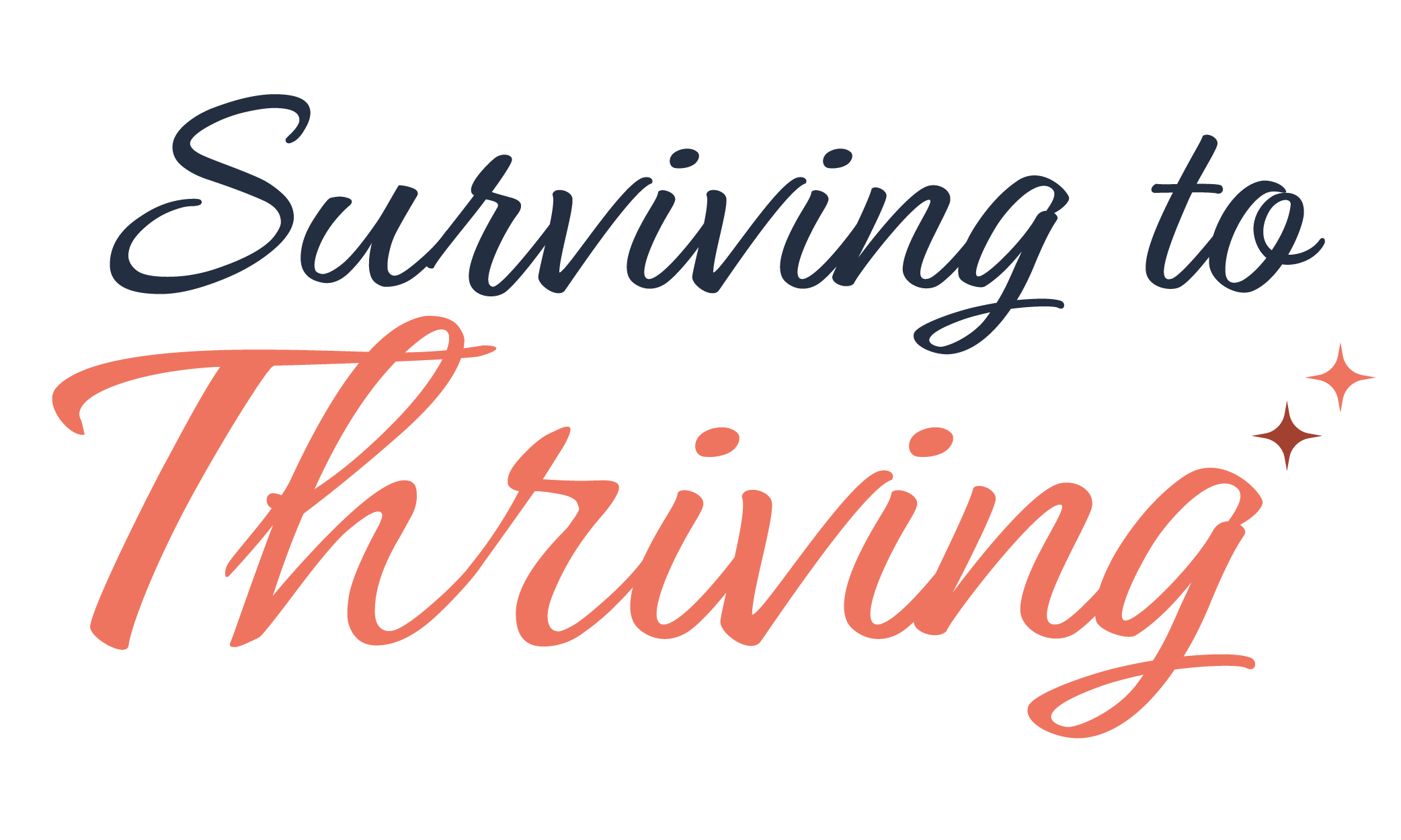 Surviving to Thriving inspirational quote with decorative stars