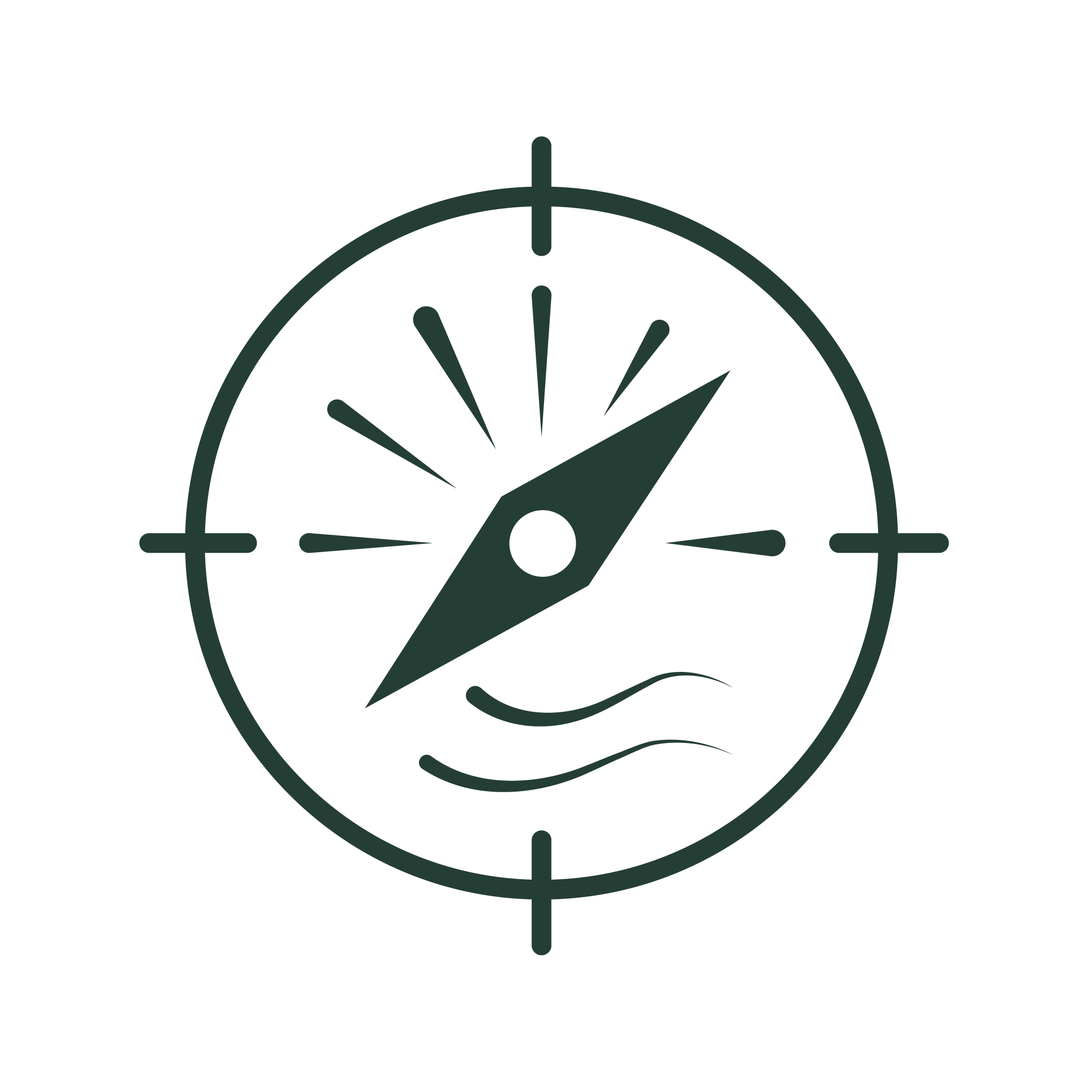 A compass face showing the directional needle in NE and SW position