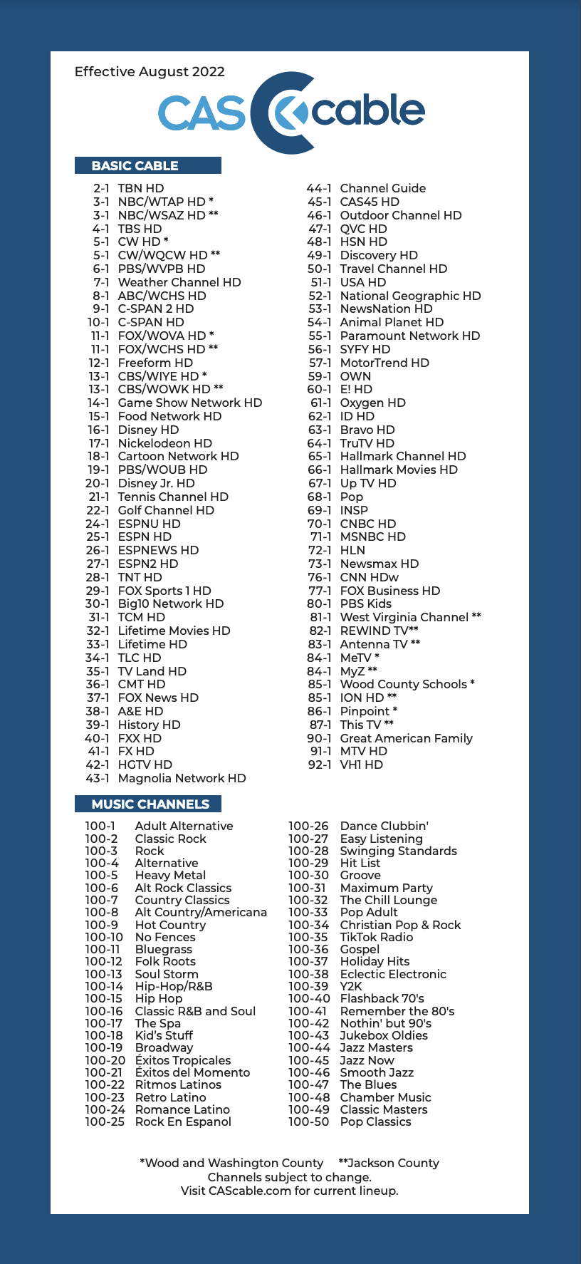 Basic Channel Records Guide _ Basic Cable Packages and Channels Guide ...