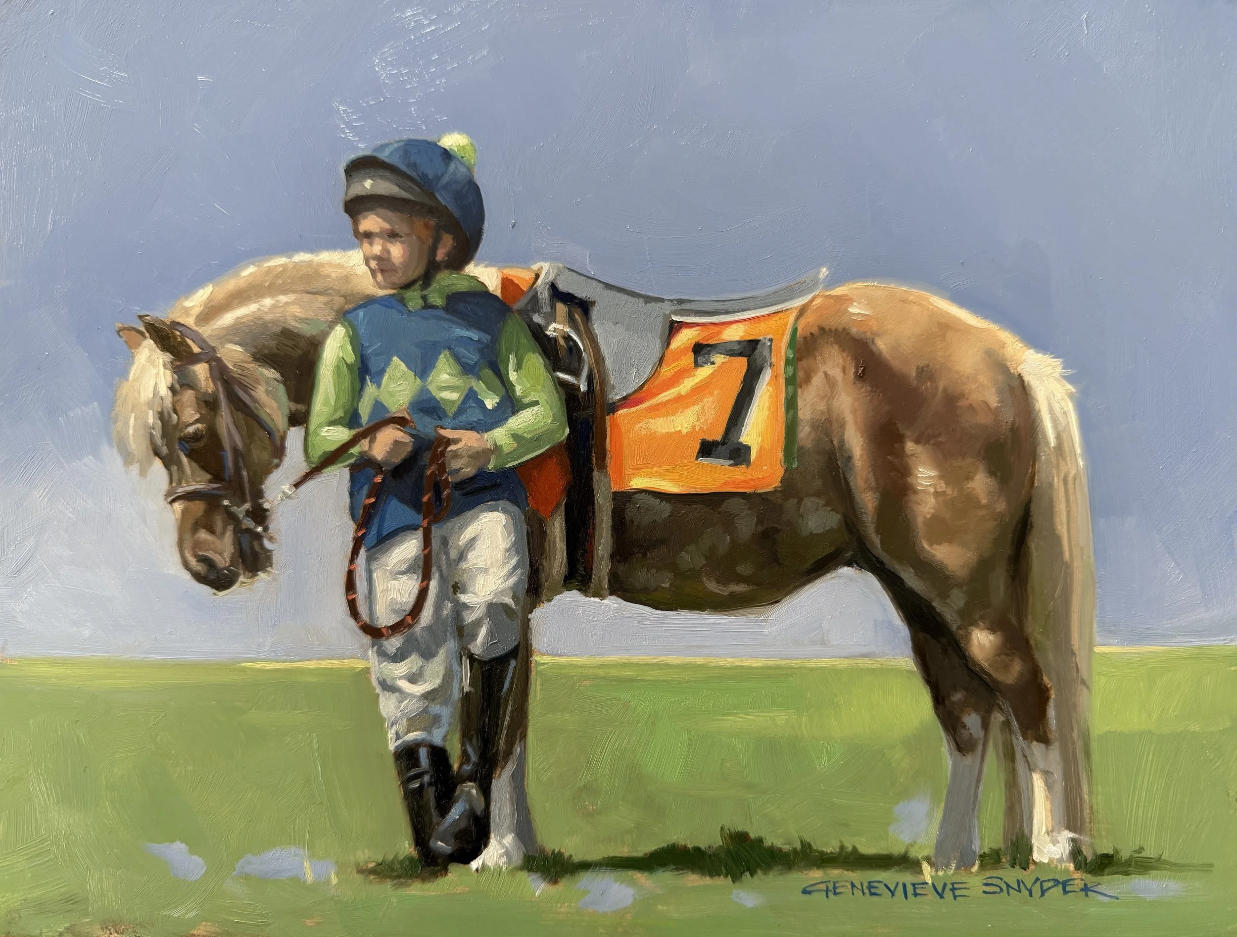 "Seven" by Genevieve Snyder, 9 x 12 inches, Oil on Board (Willowdale Steeplechase 2024) - $700