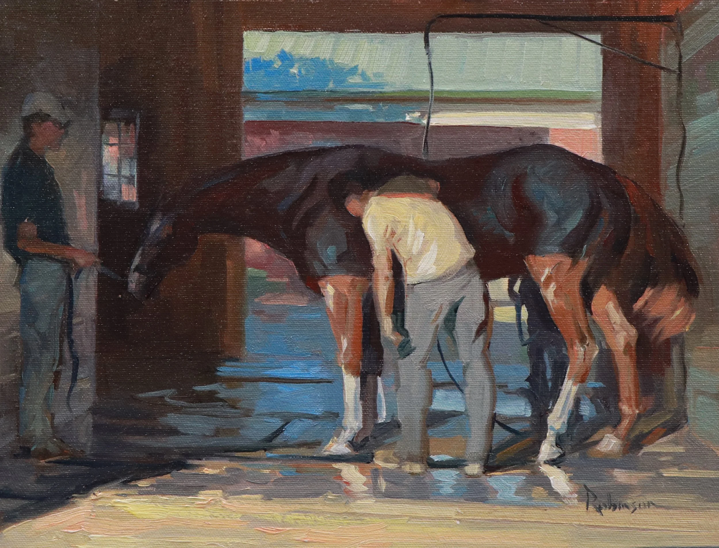 "Wash Down, Fair Hill" by Sam Robinson, 11 x 14 inches, Oil on Board - $1,450
