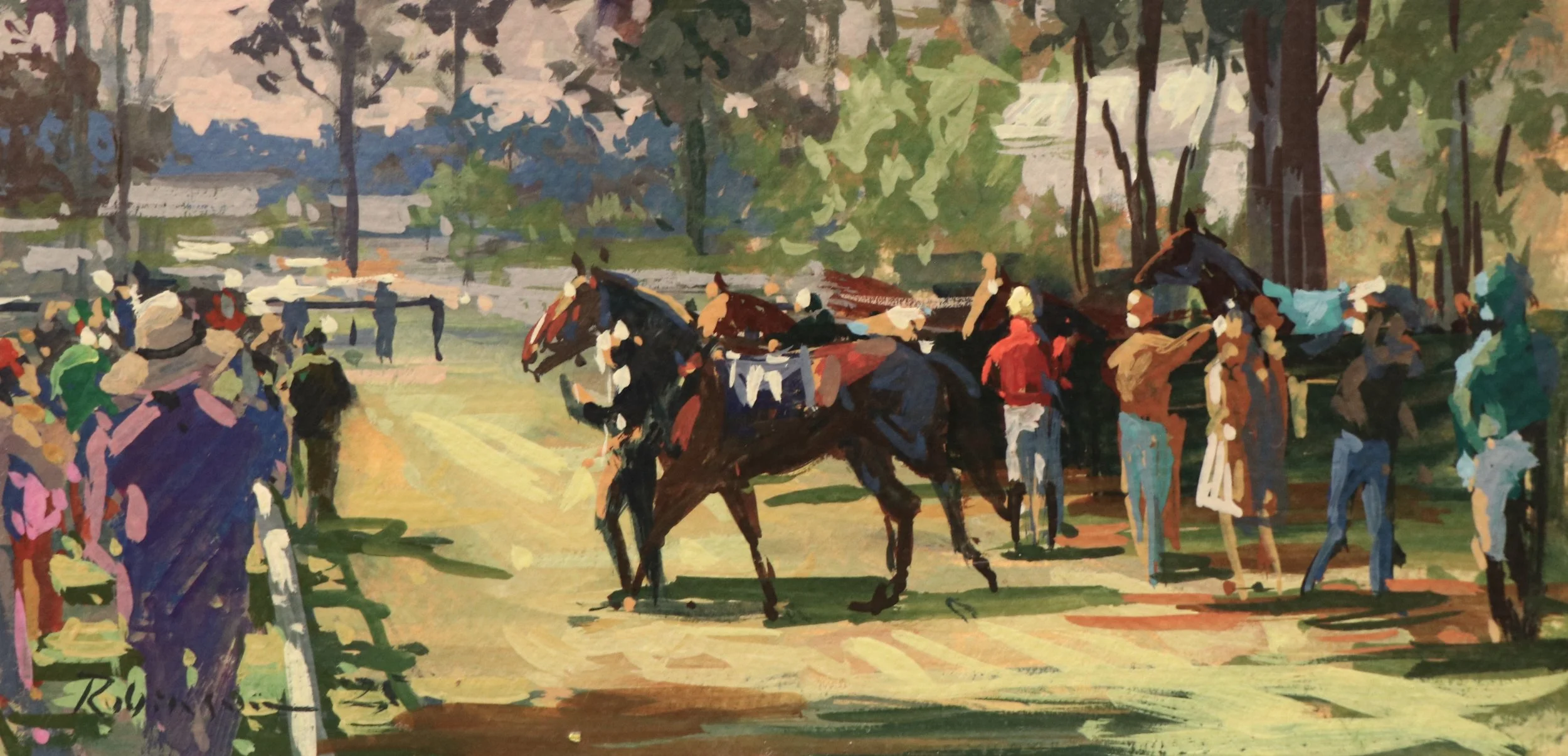 "Under the Pines" by Sam Robinson, 4x8 inches, Gouache - $600