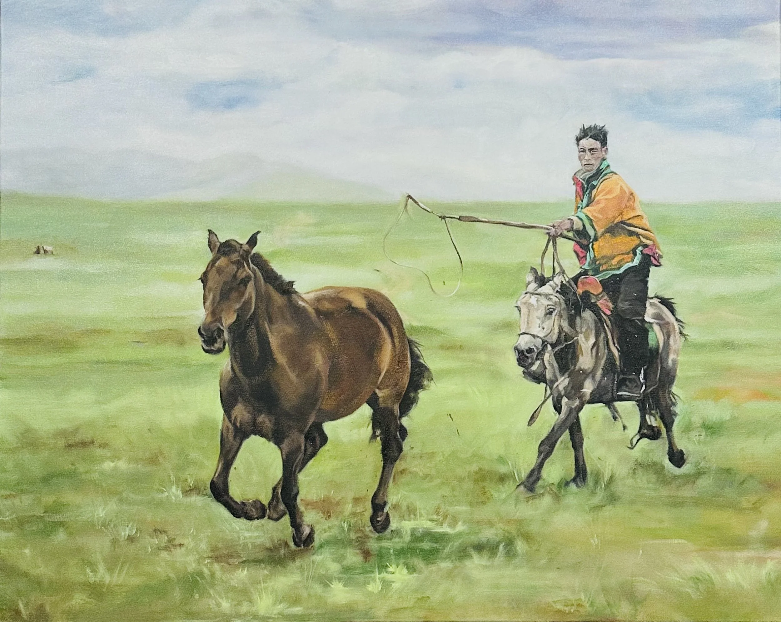 "Uurga and Herder" by Sam Fielding, 24 x 30 inches, Oil on canvas - $1,200