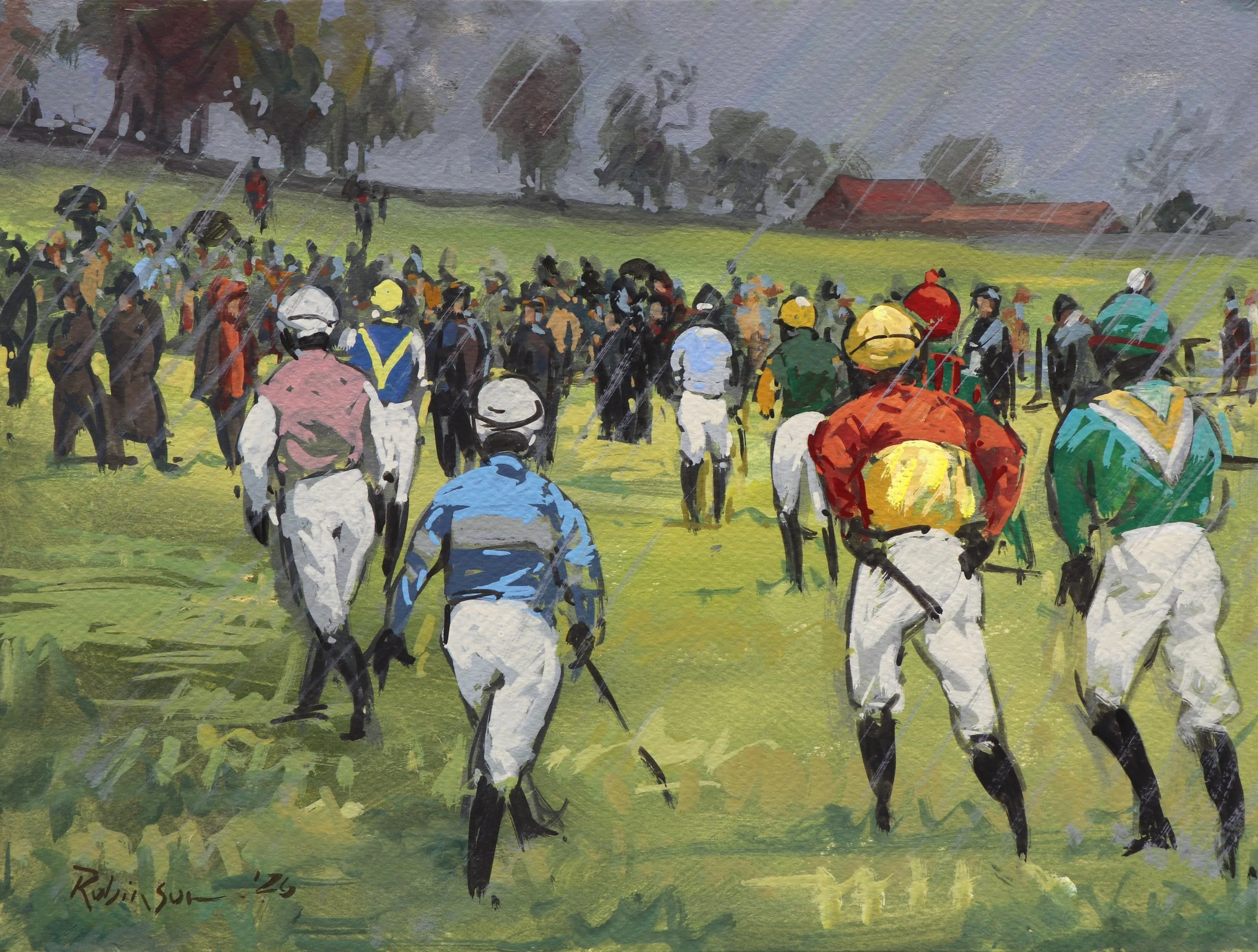 Into the Rain, 9x12 in, Gouache on art Board - $1,050 - SOLD