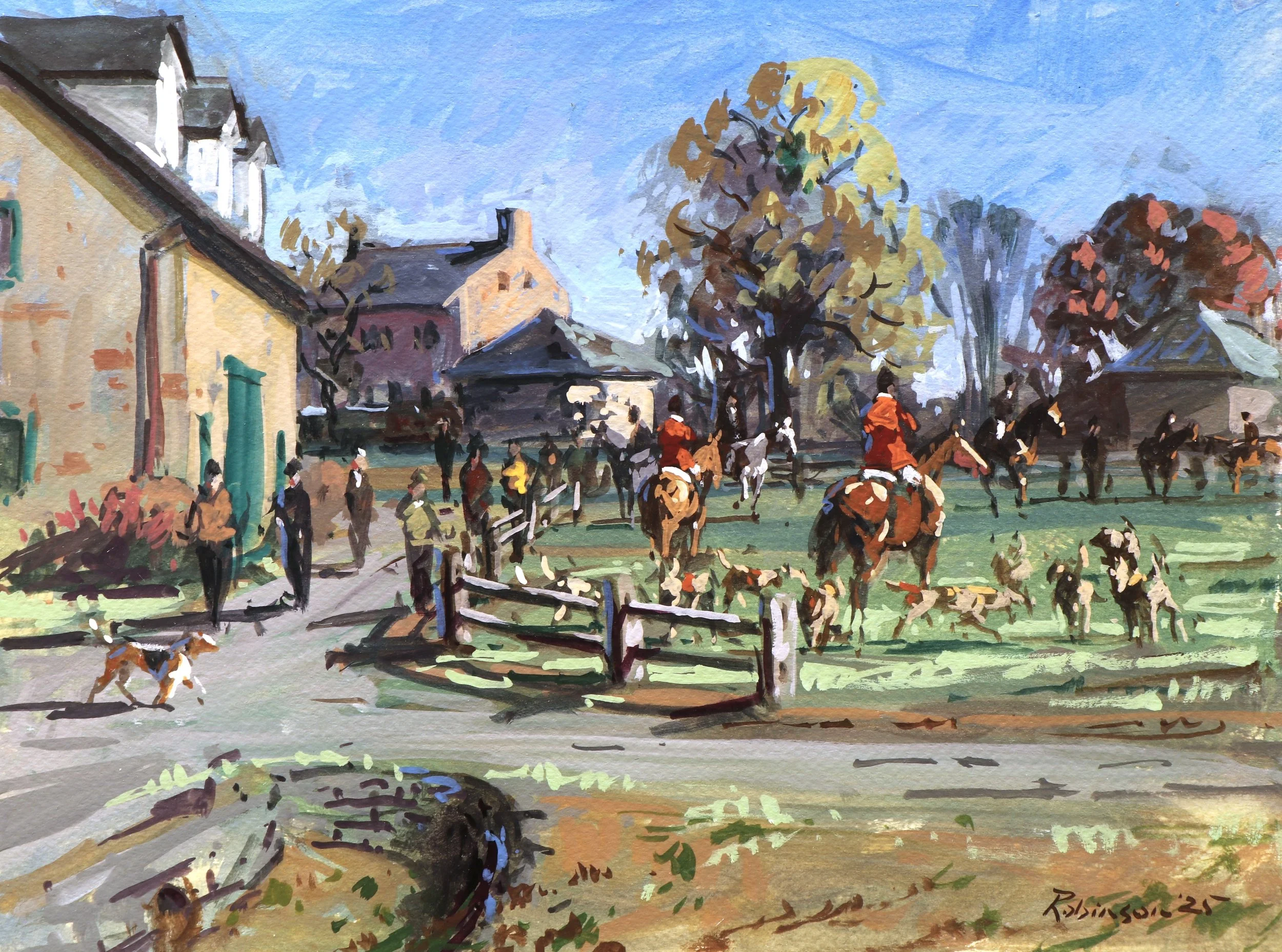 "Greenspring Opens" by Sam Robinson, 9 x 12 inches, Gouache - $1,050